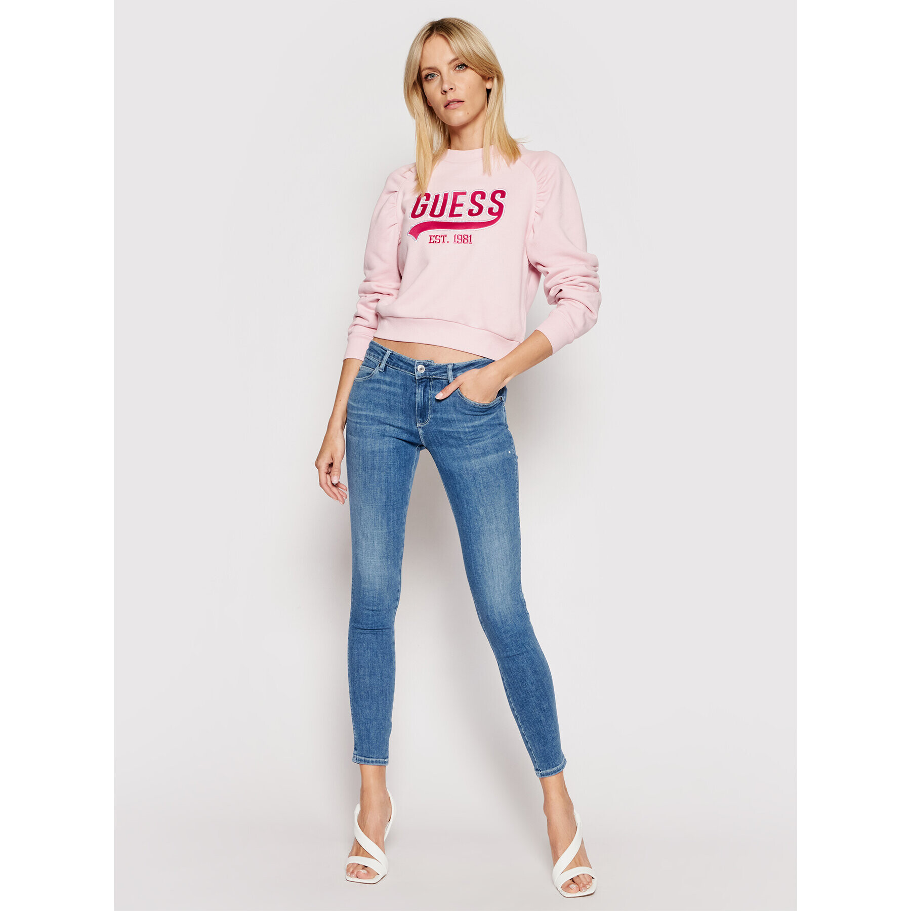 Guess Суитшърт Fleece W1GQ36 K68I0 Розов Regular Fit - Pepit.bg