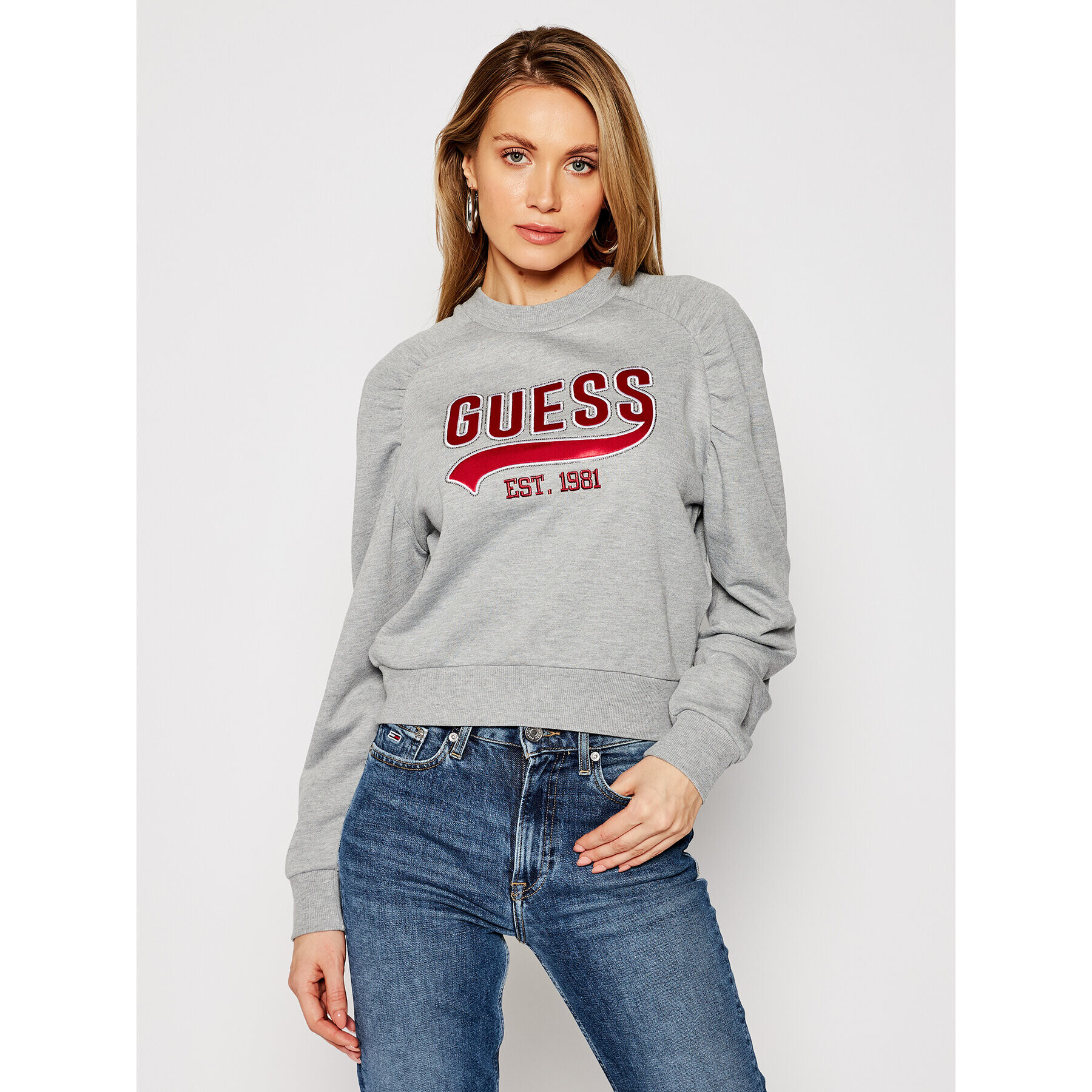 Guess Суитшърт Front Logo W1GQ36 K68I0 Сив Regular Fit - Pepit.bg