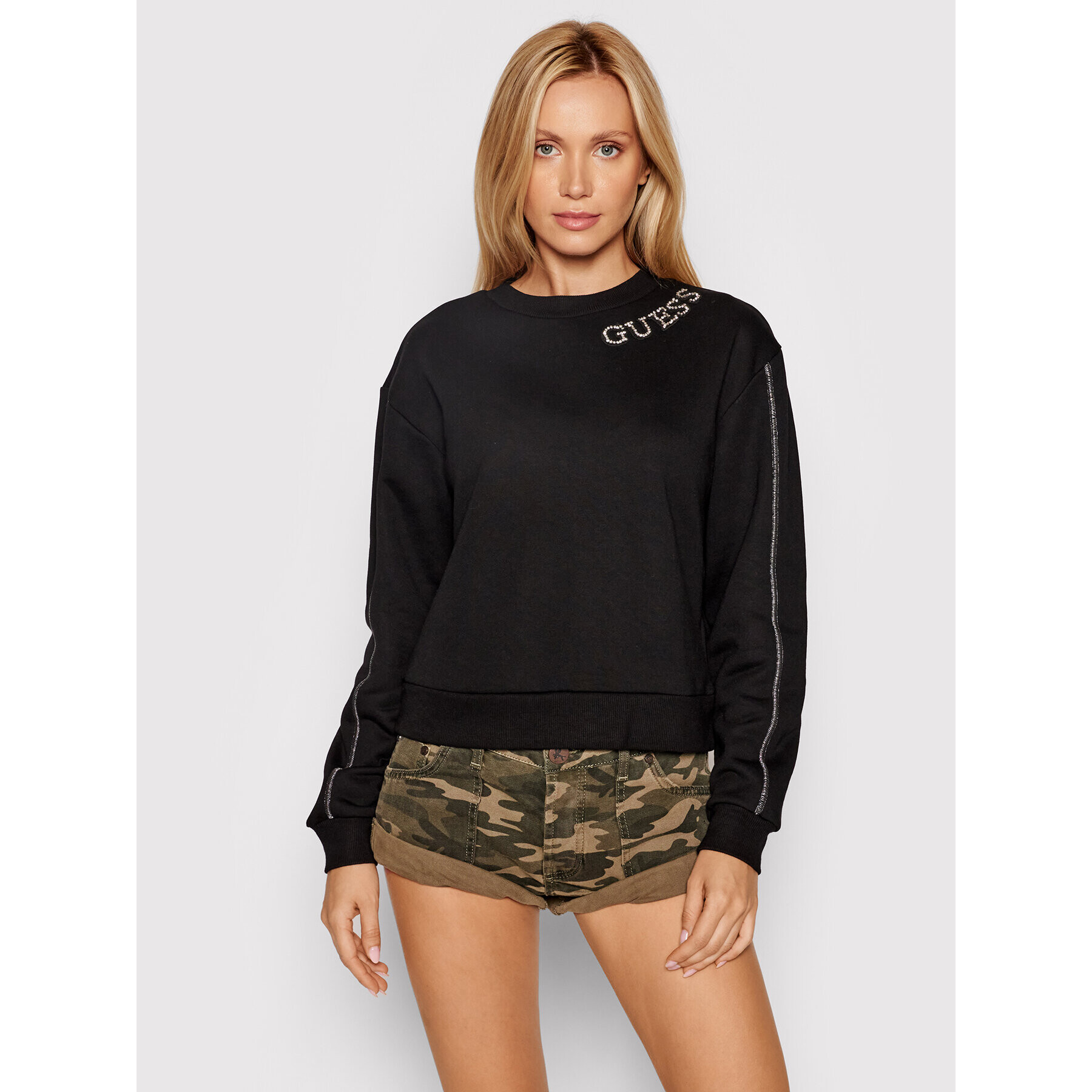 Guess Суитшърт Gurli W1YQ98 K8800 Черен Regular Fit - Pepit.bg