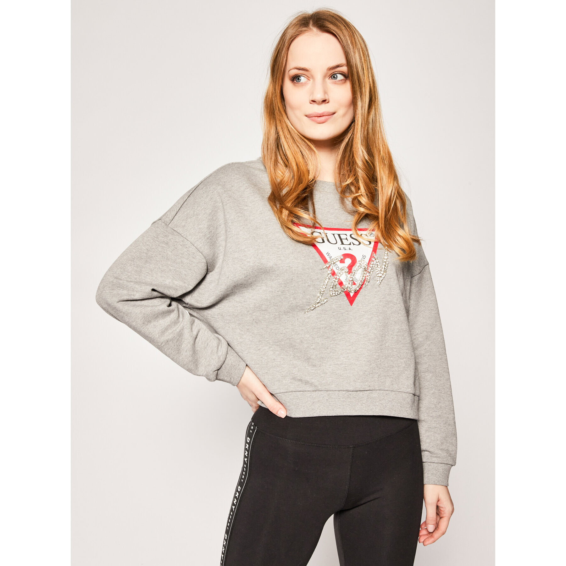 Guess Суитшърт Icon Fleece W0GQ18 K68I0 Сив Oversize - Pepit.bg