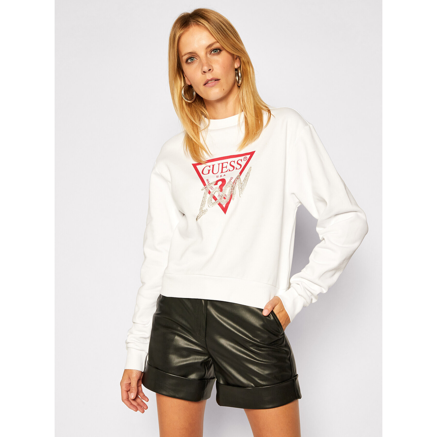 Guess Суитшърт Icon W0BQ00 K68I0 Бял Loose Fit - Pepit.bg