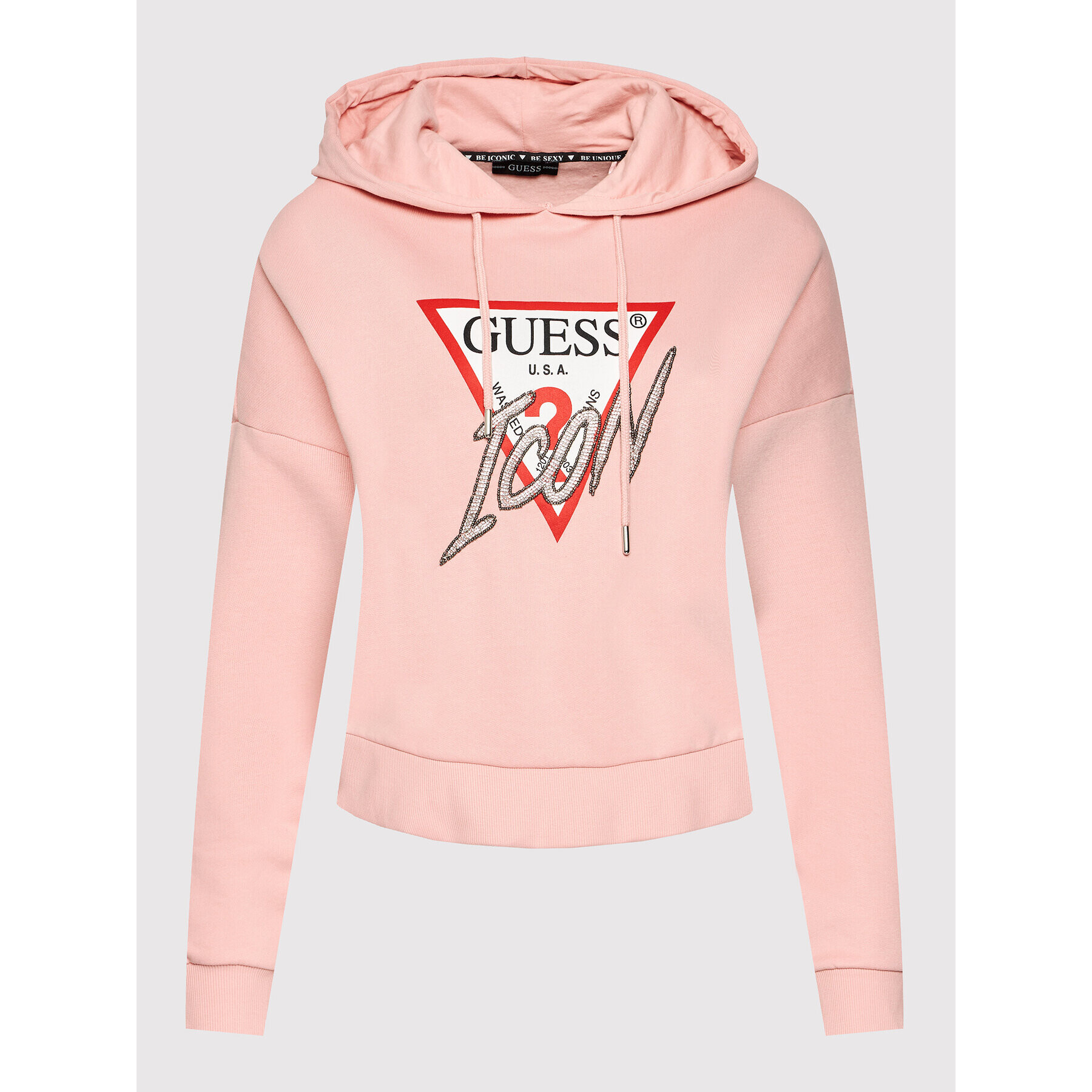 Guess Суитшърт Icon W1BQ09 K68I1 Розов Boxy Fit - Pepit.bg