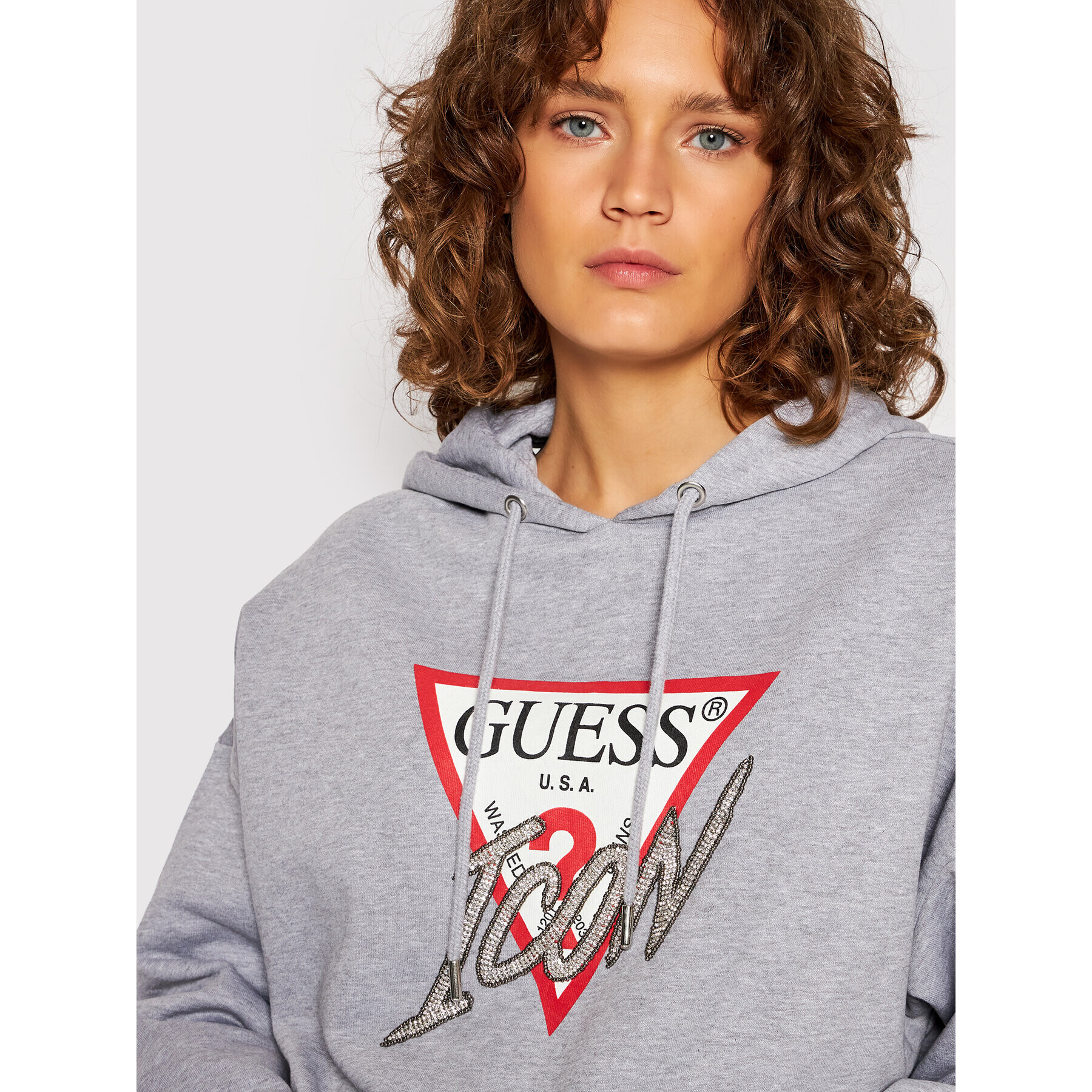 Guess Суитшърт Icon W1BQ09 K68I1 Сив Boxy Fit - Pepit.bg