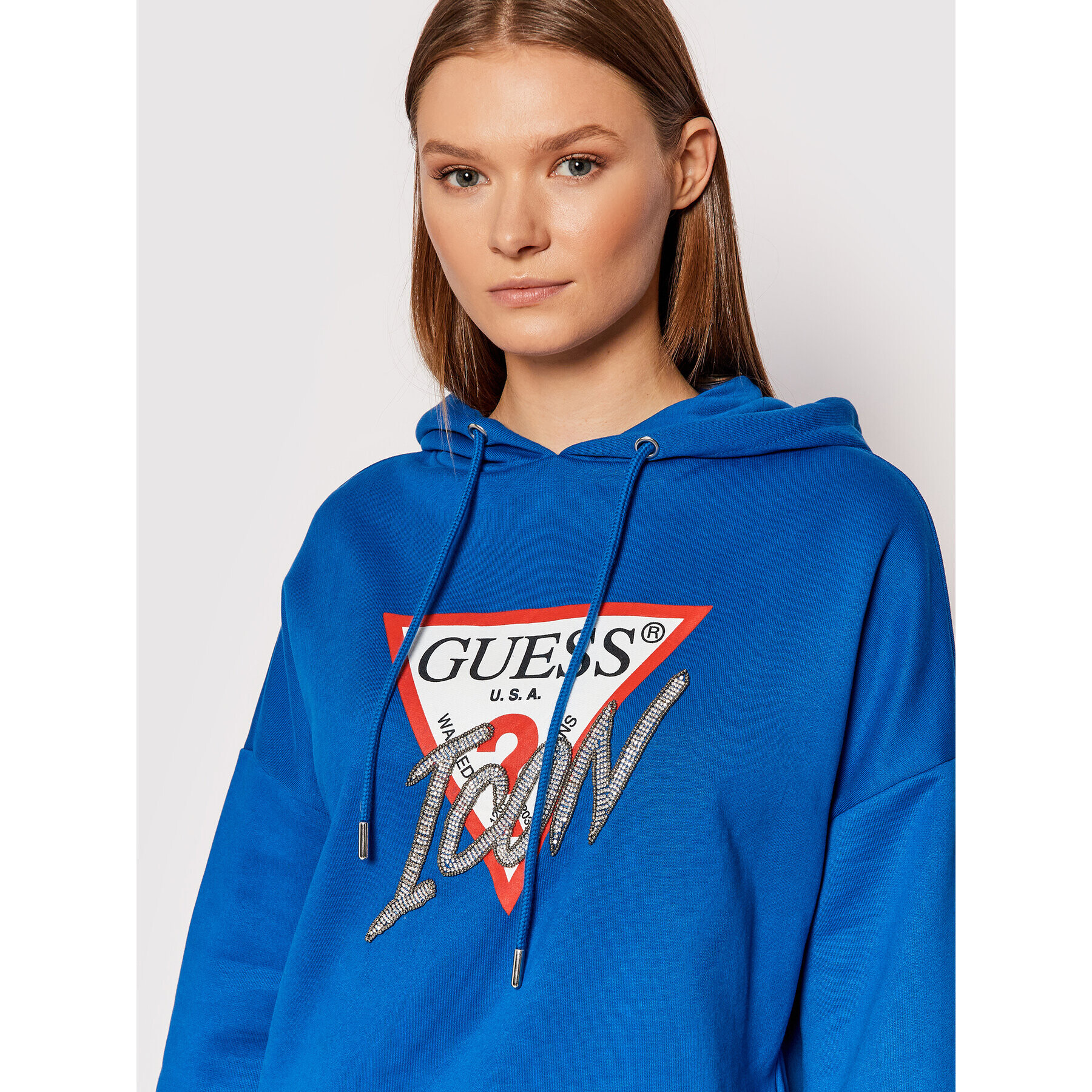 Guess Суитшърт Icon W1BQ09 K68I1 Тъмносин Boxy Fit - Pepit.bg