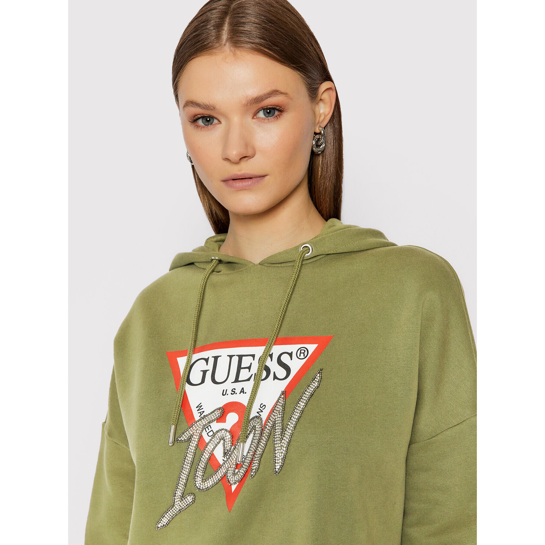 Guess Суитшърт Icon W1BQ09 K68I1 Зелен Boxy Fit - Pepit.bg