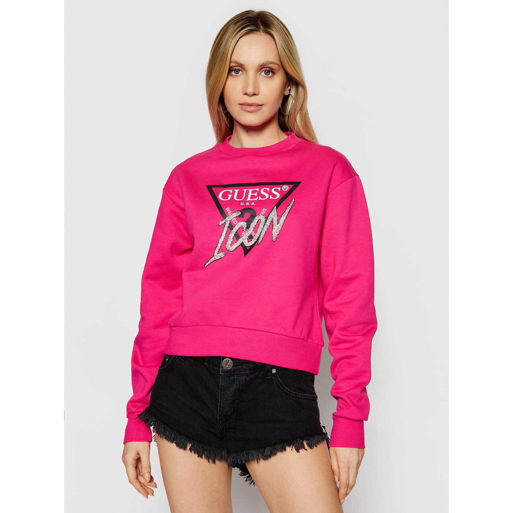 Guess Суитшърт Icon W1RQ04 K68I0 Розов Regular Fit - Pepit.bg