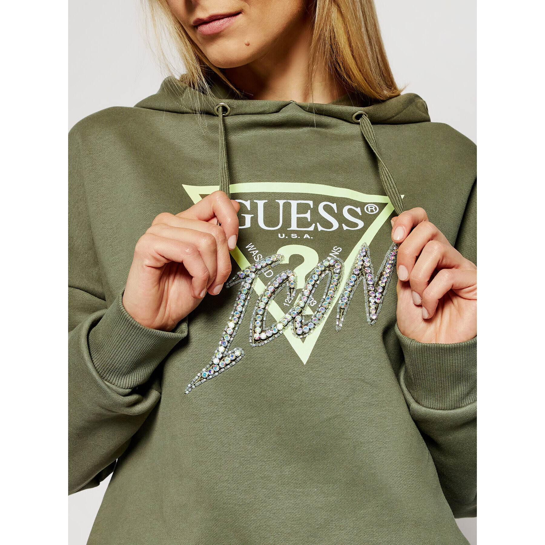 Guess Суитшърт Icon W1RQ05 K68I0 Зелен Relaxed Fit - Pepit.bg