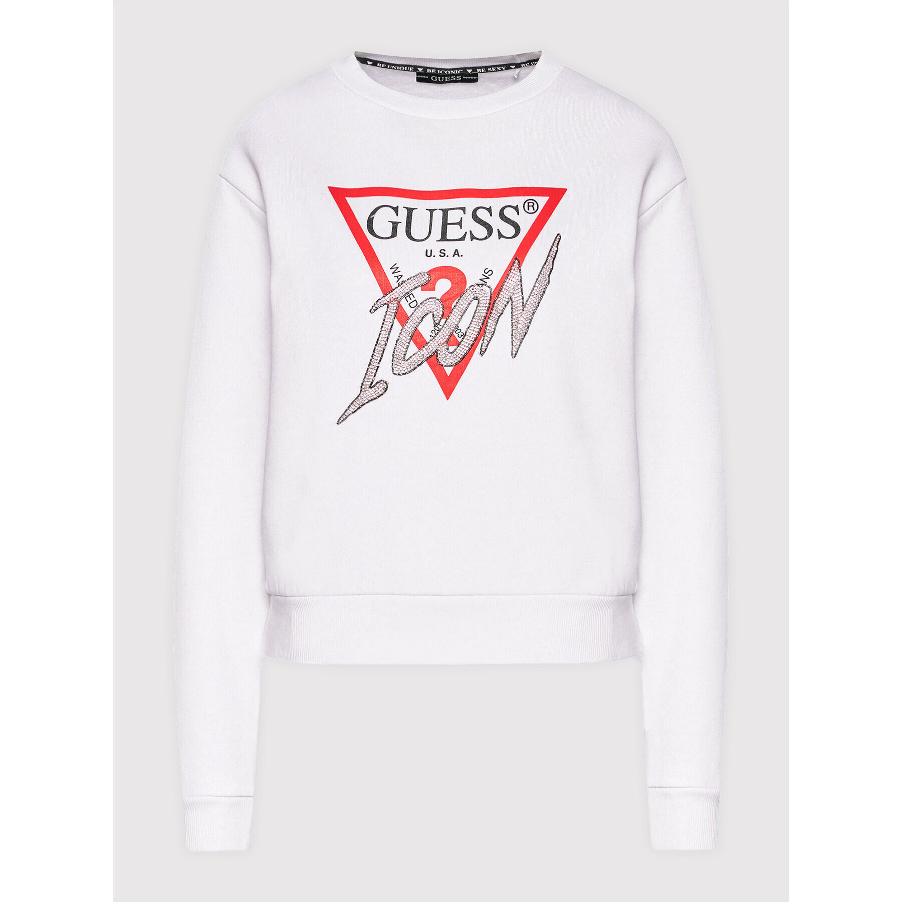 Guess Суитшърт Icon W1YQ0C K68I0 Бял Regular Fit - Pepit.bg