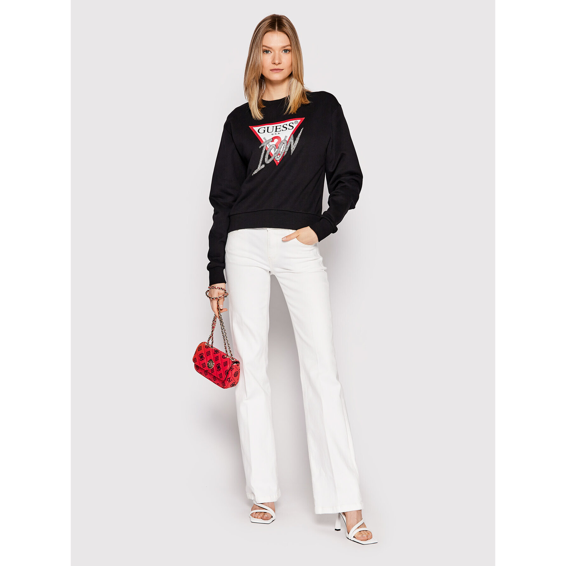 Guess Суитшърт Icon W1YQ0C K68I0 Черен Regular Fit - Pepit.bg