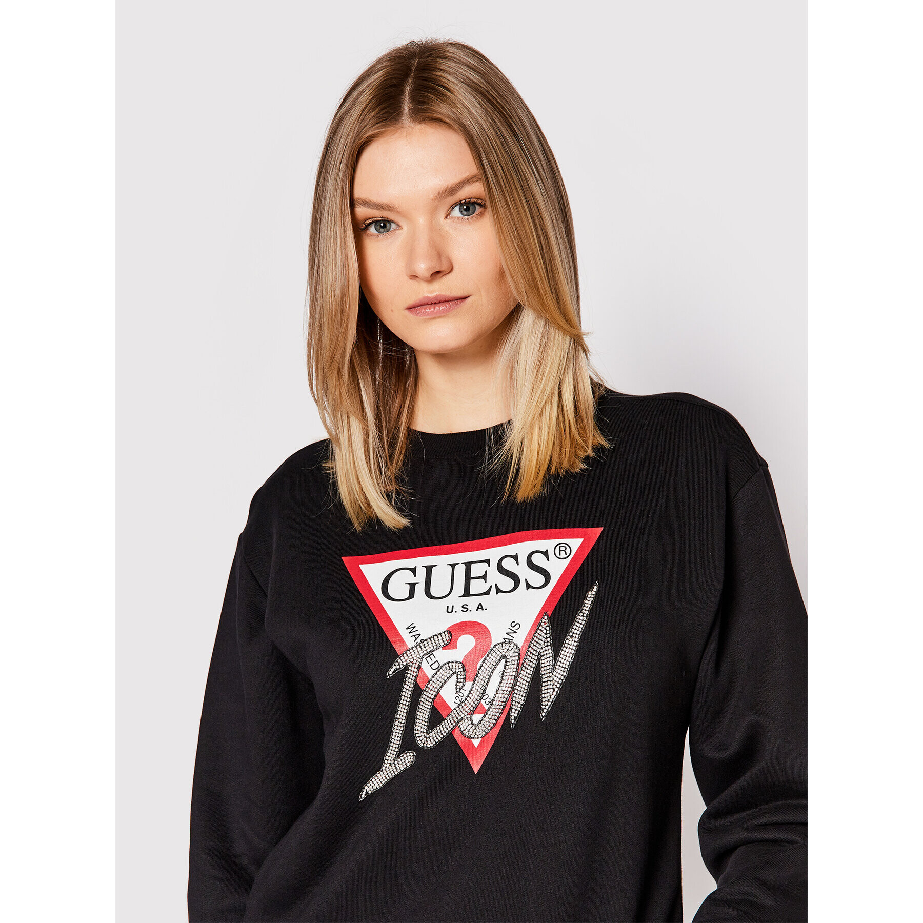 Guess Суитшърт Icon W1YQ0C K68I0 Черен Regular Fit - Pepit.bg