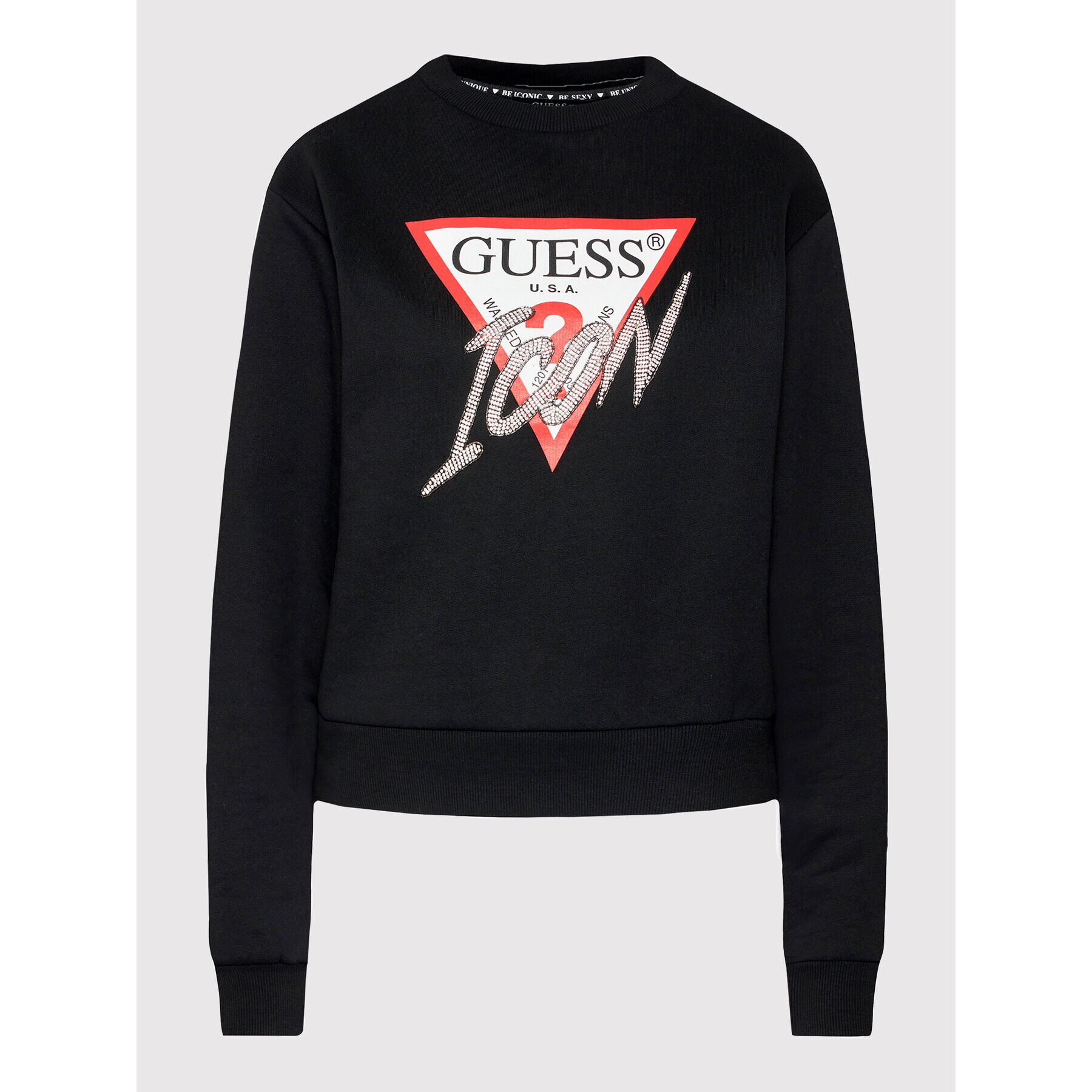 Guess Суитшърт Icon W1YQ0C K68I0 Черен Regular Fit - Pepit.bg