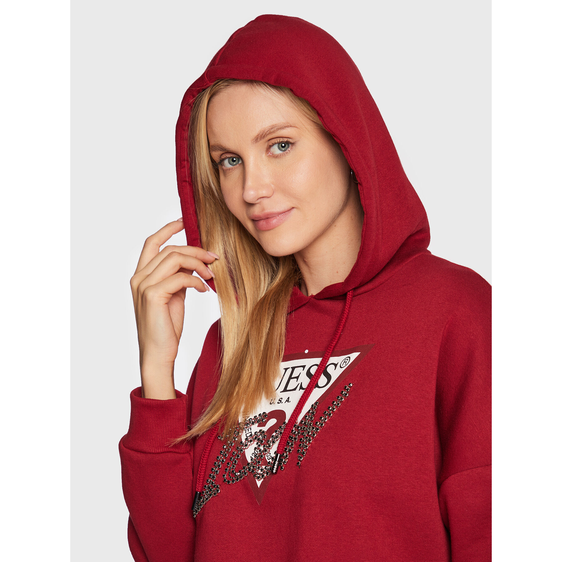 Guess Суитшърт Icon W2BQ17 KB683 Бордо Regular Fit - Pepit.bg