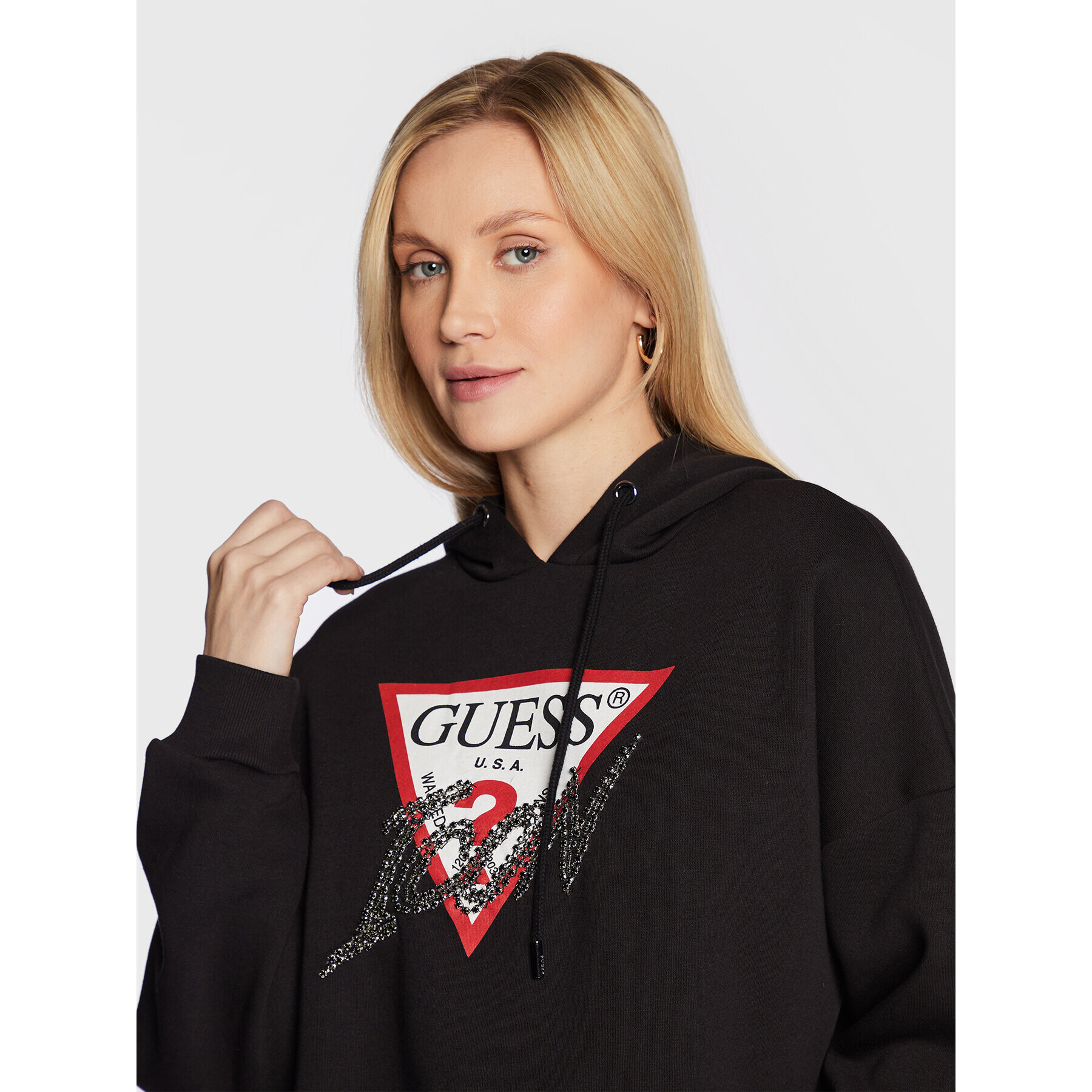 Guess Суитшърт Icon W2BQ17 KB683 Черен Regular Fit - Pepit.bg