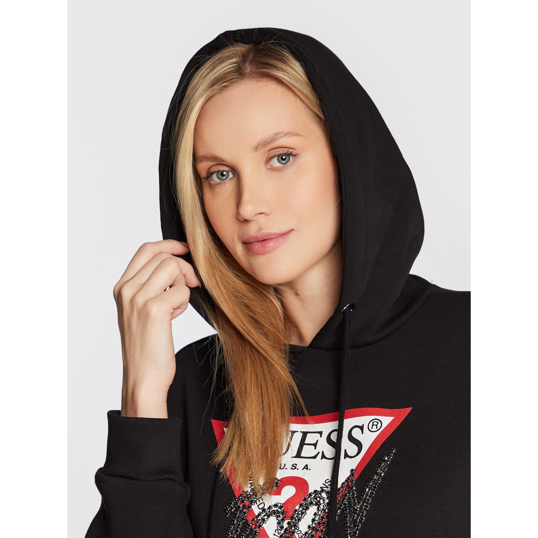 Guess Суитшърт Icon W2BQ17 KB683 Черен Regular Fit - Pepit.bg