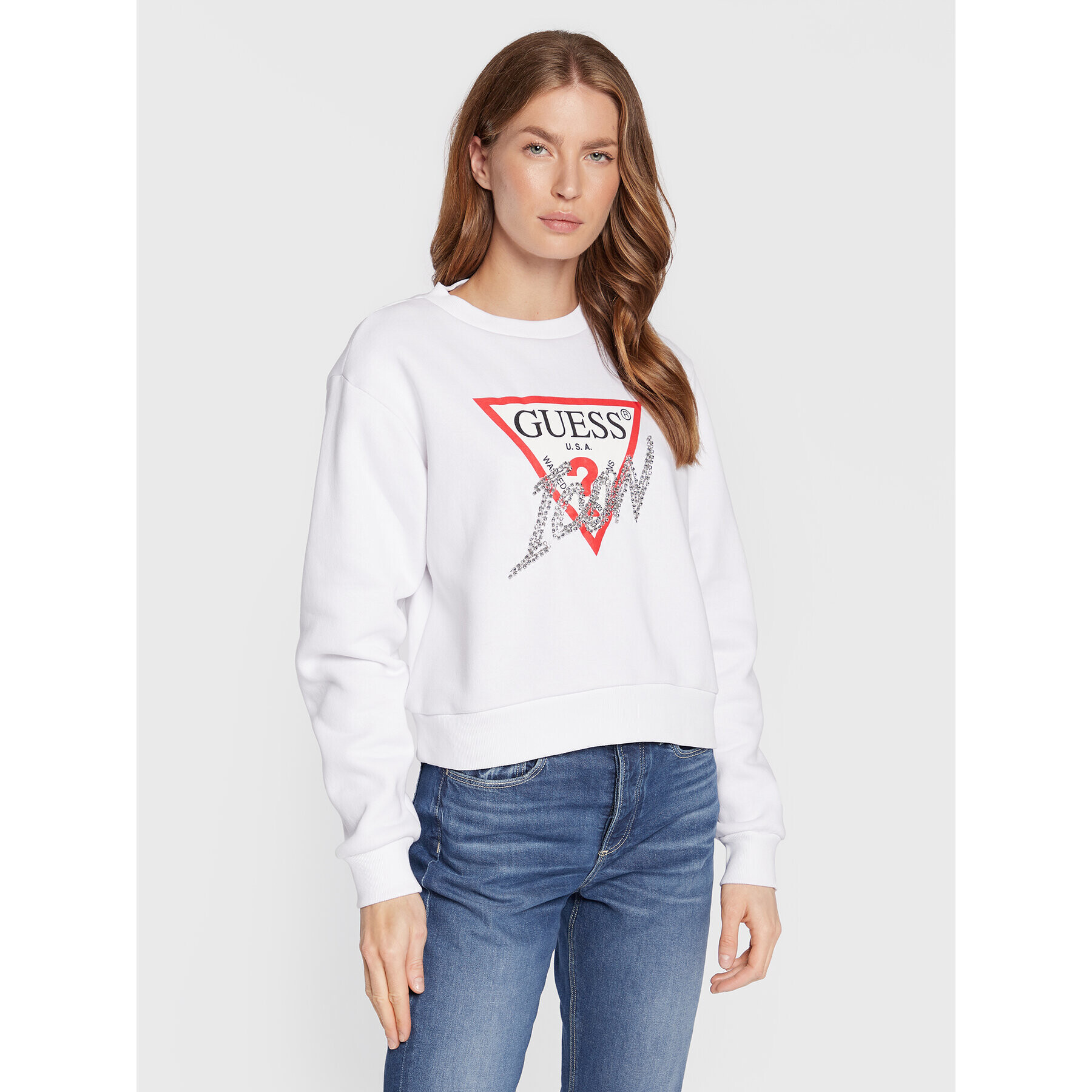 Guess Суитшърт Icon W2BQ18 KB683 Бял Regular Fit - Pepit.bg