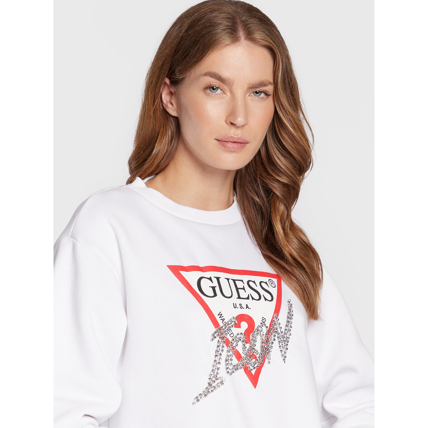 Guess Суитшърт Icon W2BQ18 KB683 Бял Regular Fit - Pepit.bg