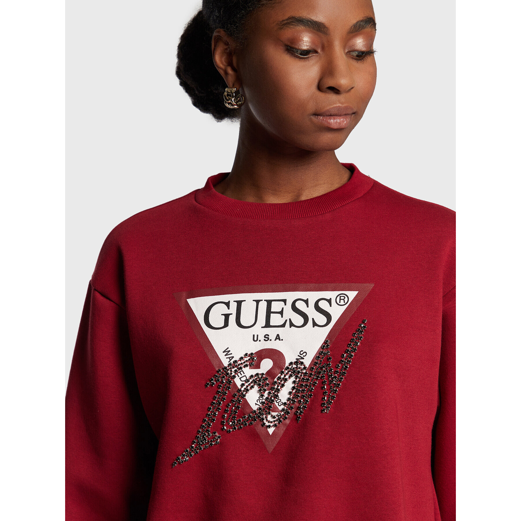 Guess Суитшърт Icon W2BQ18 KB683 Бордо Regular Fit - Pepit.bg