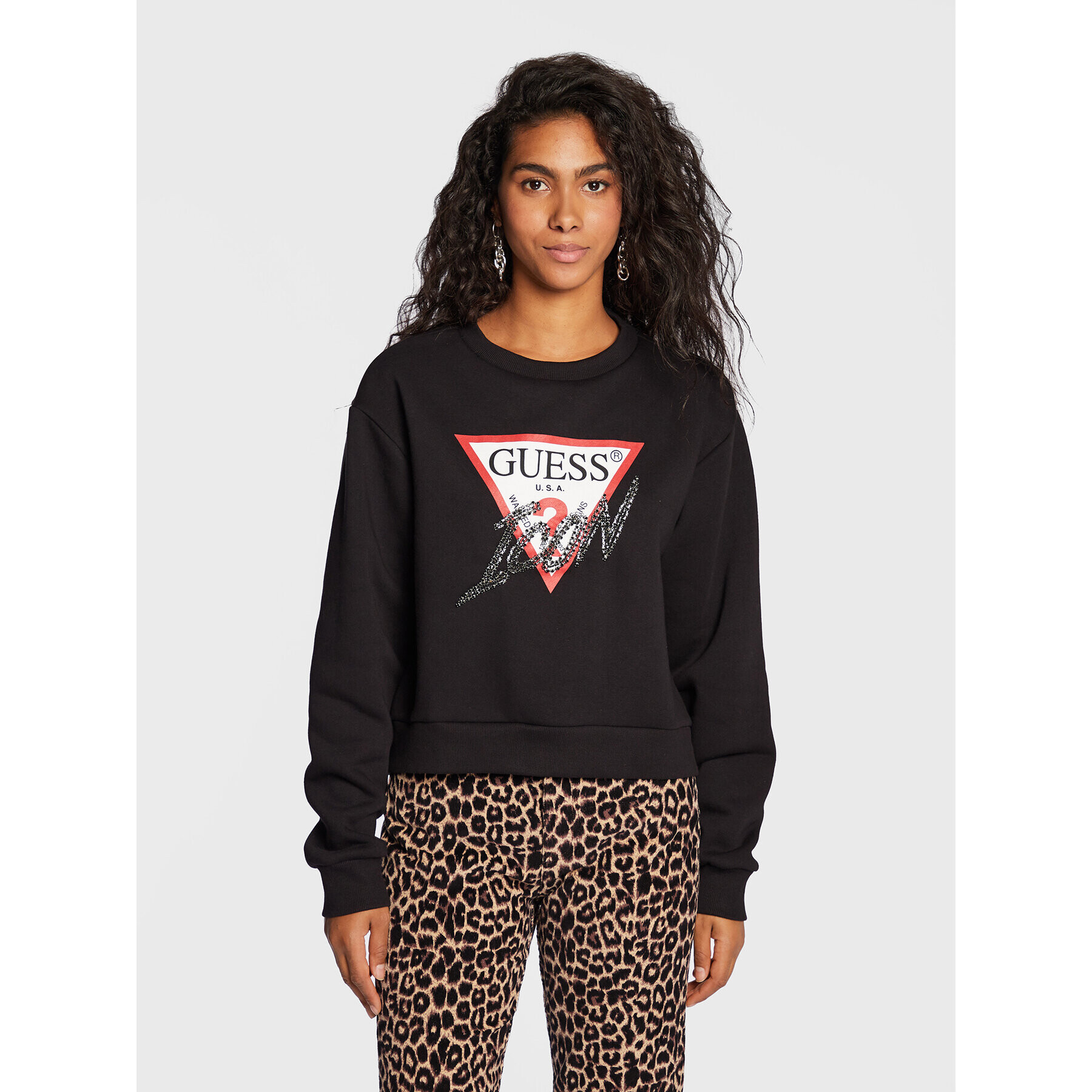Guess Суитшърт Icon W2BQ18 KB683 Черен Regular Fit - Pepit.bg
