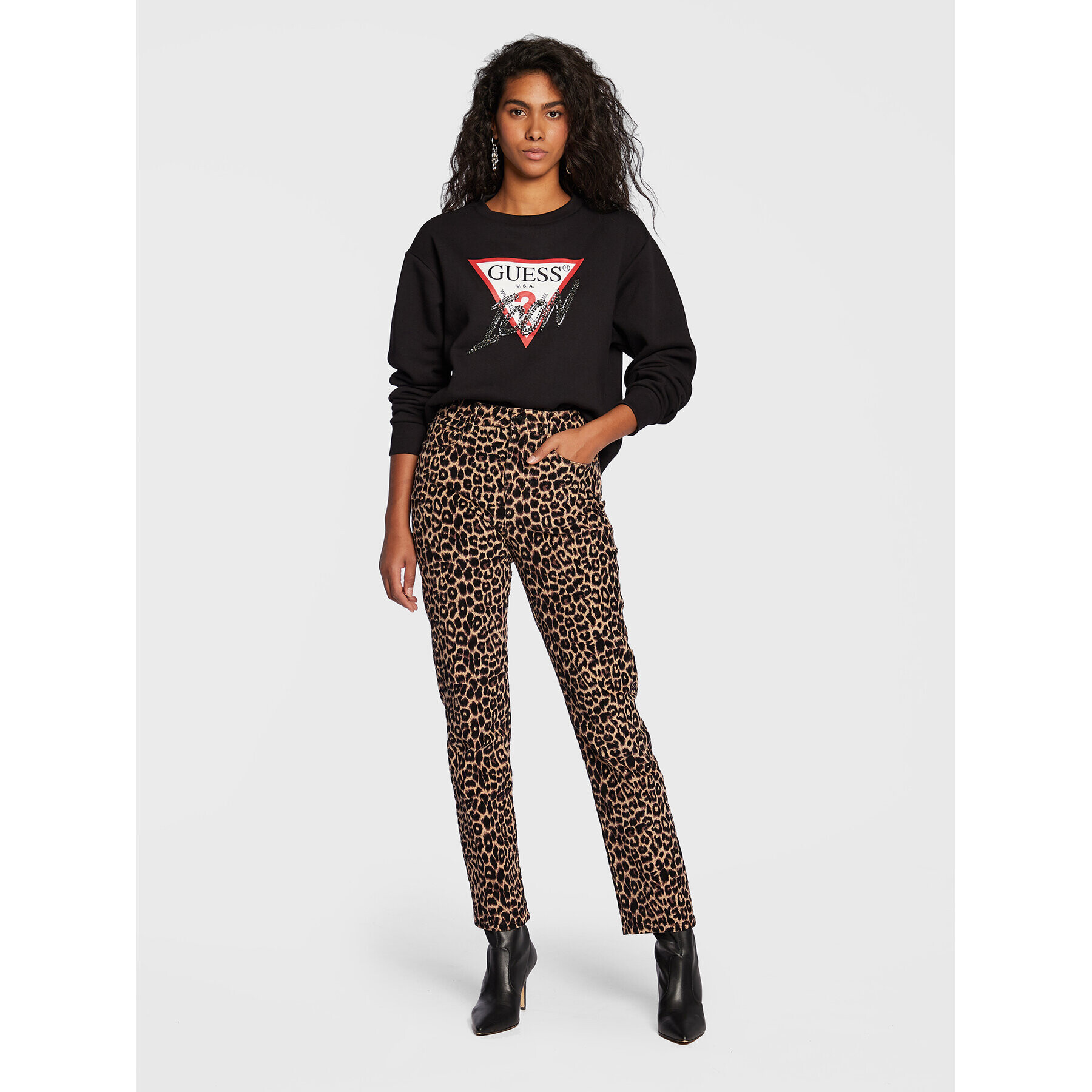 Guess Суитшърт Icon W2BQ18 KB683 Черен Regular Fit - Pepit.bg