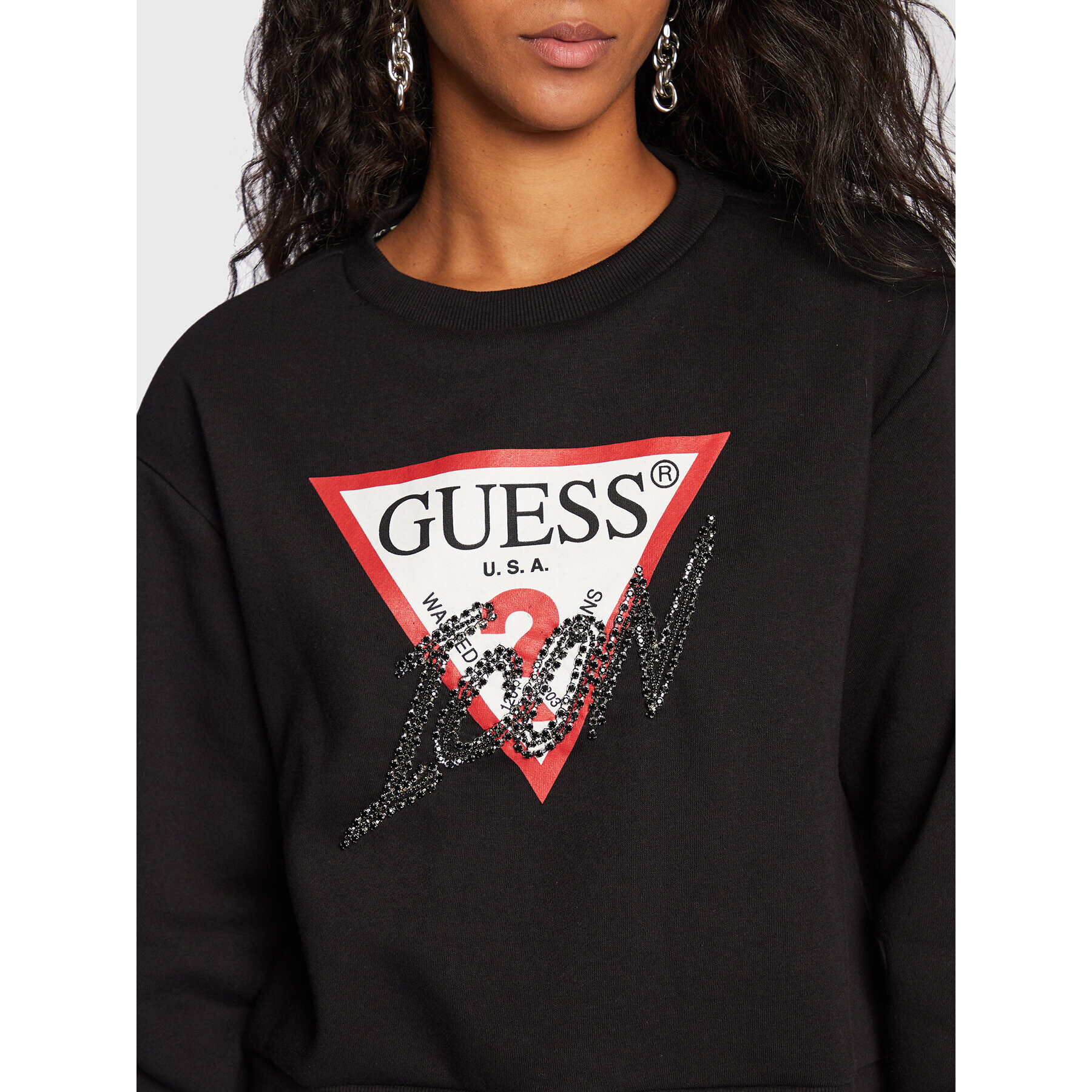 Guess Суитшърт Icon W2BQ18 KB683 Черен Regular Fit - Pepit.bg