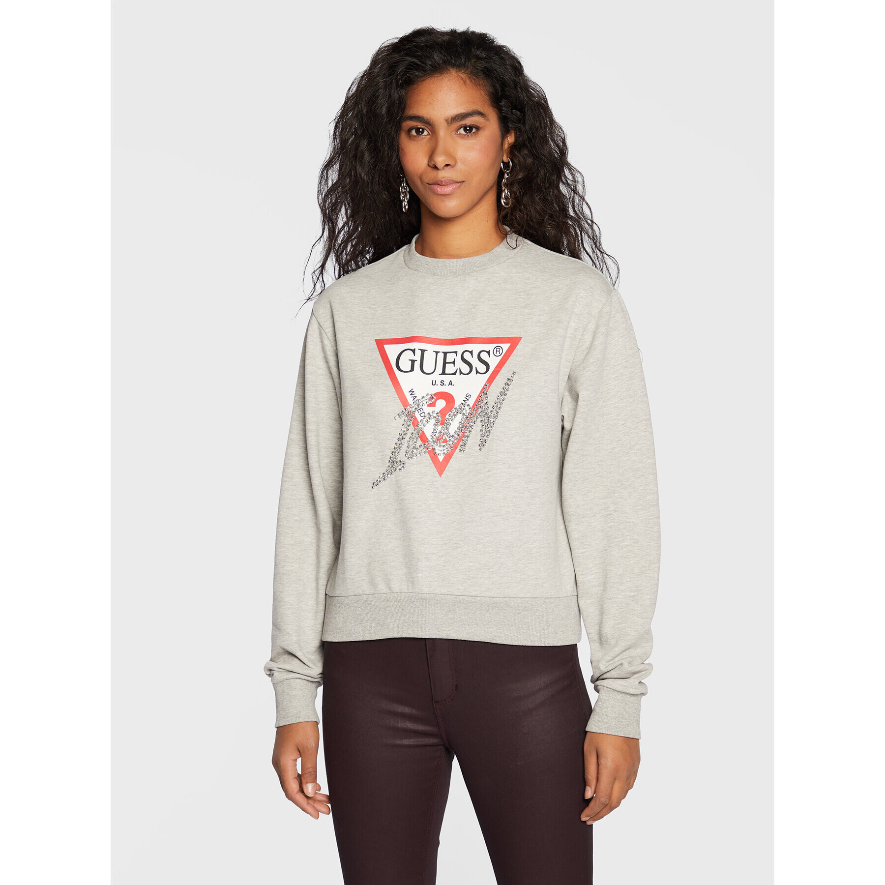 Guess Суитшърт Icon W2BQ18 KB683 Сив Regular Fit - Pepit.bg
