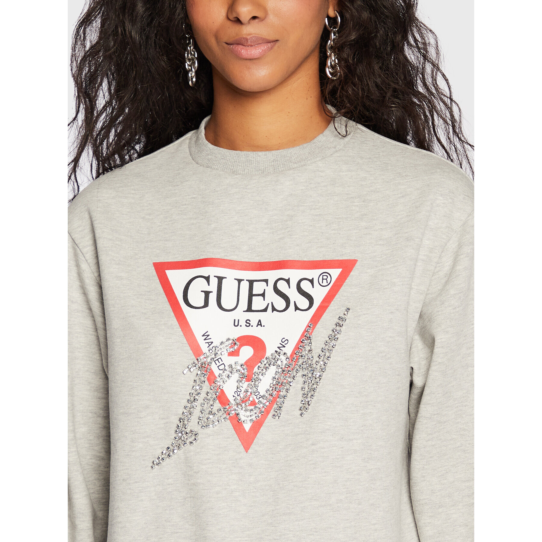 Guess Суитшърт Icon W2BQ18 KB683 Сив Regular Fit - Pepit.bg
