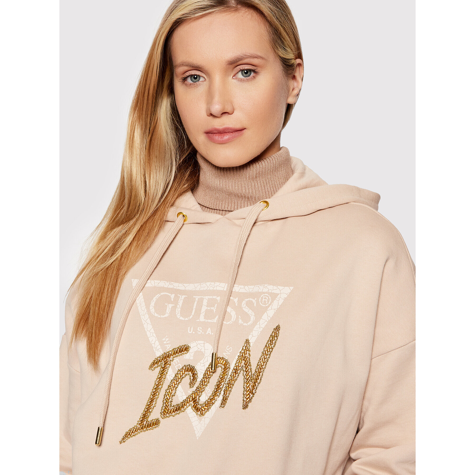 Guess Суитшърт Icon W2RQ07 K68I0 Бежов Relaxed Fit - Pepit.bg