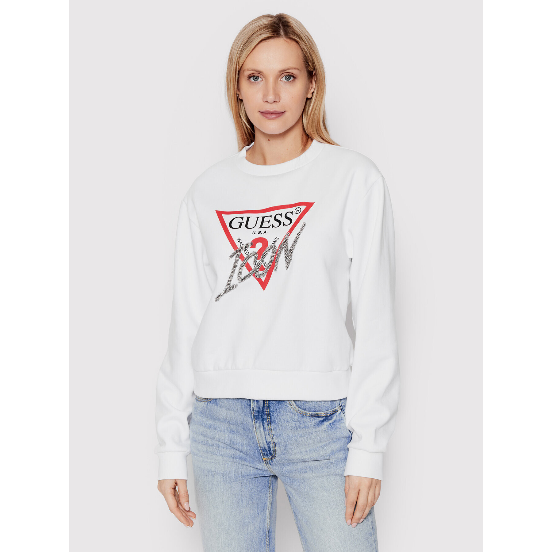 Guess Суитшърт Icon W2YQ01 KB681 Бял Regular Fit - Pepit.bg
