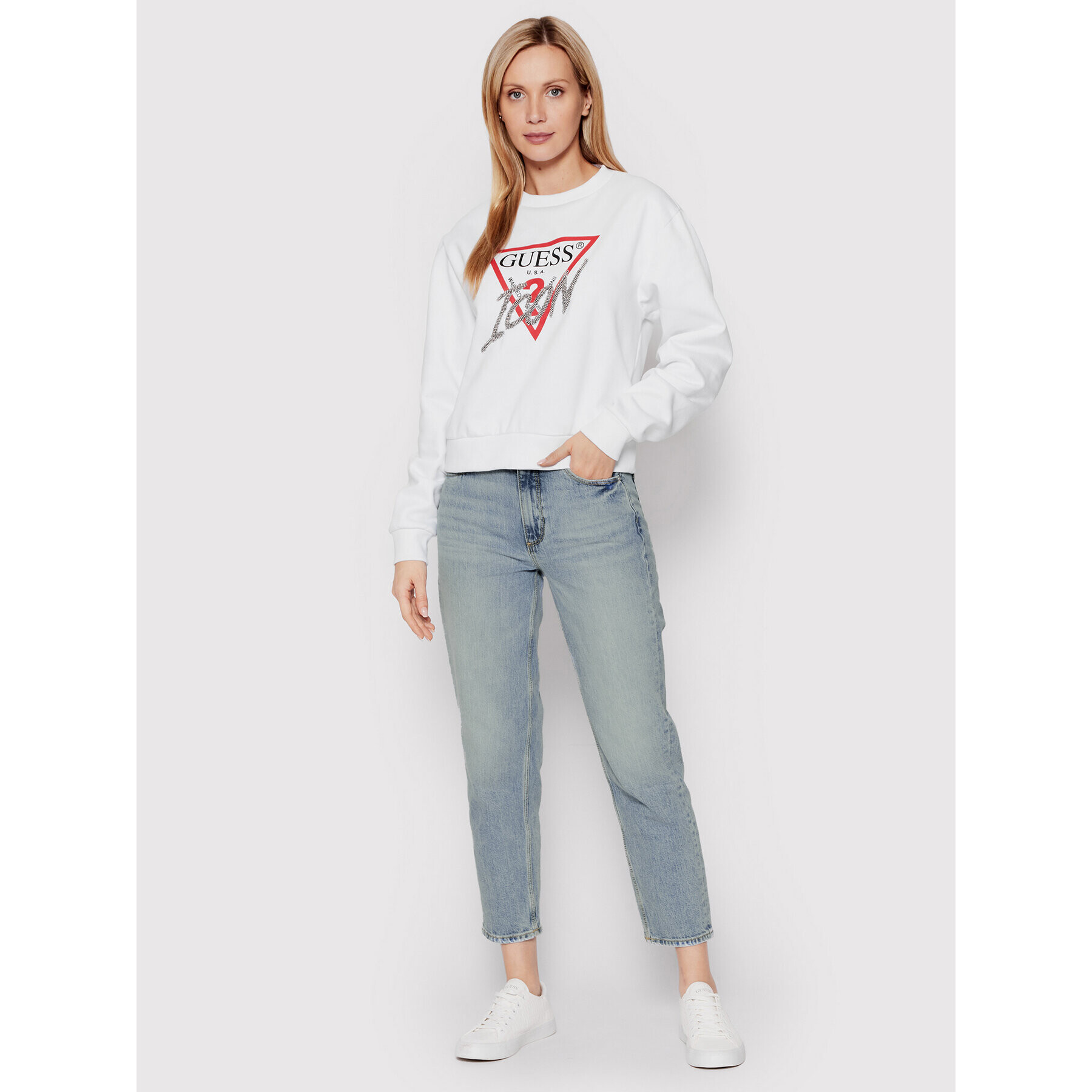 Guess Суитшърт Icon W2YQ01 KB681 Бял Regular Fit - Pepit.bg