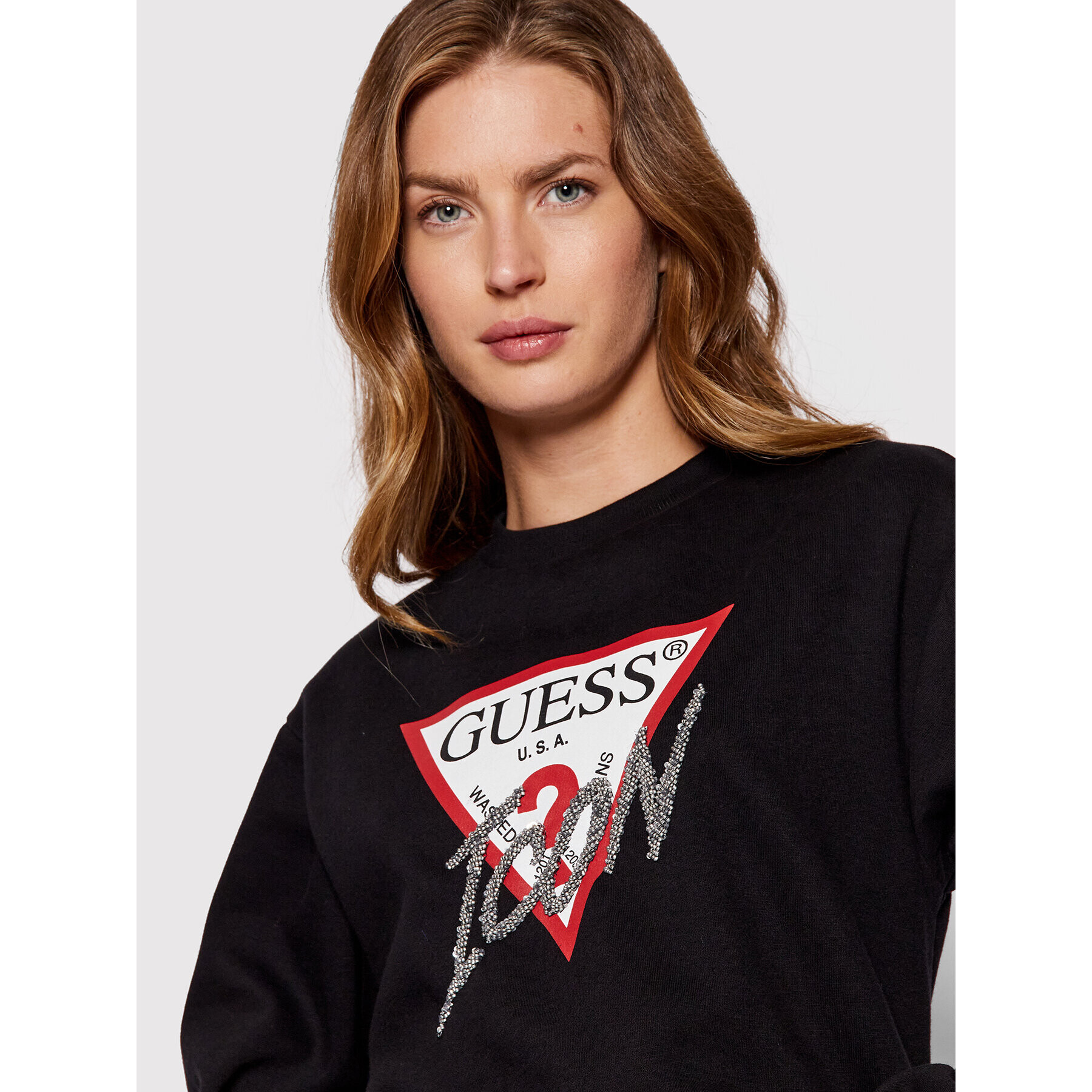 Guess Суитшърт Icon W2YQ01 KB681 Черен Regular Fit - Pepit.bg