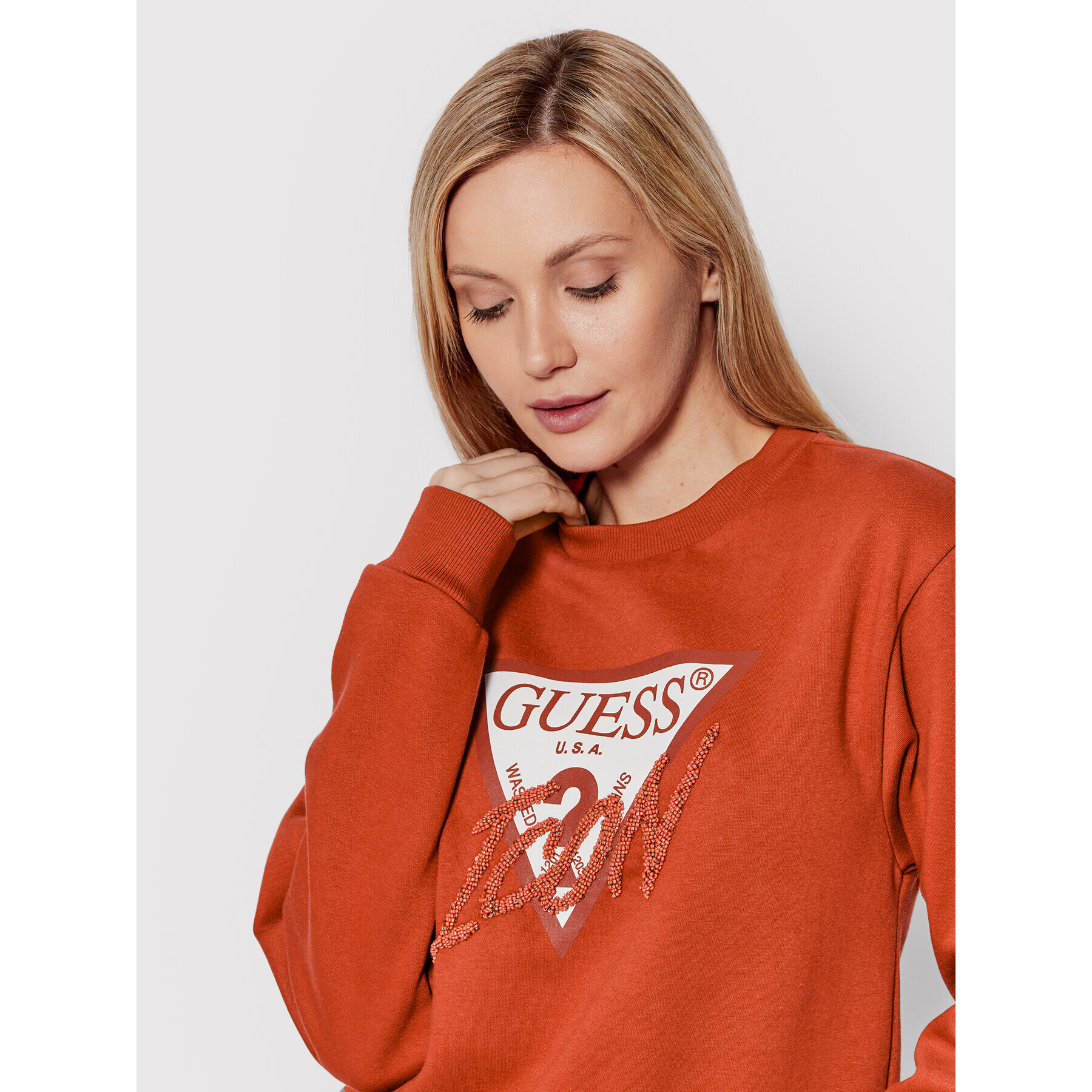 Guess Суитшърт Icon W2YQ01 KB681 Кафяв Regular Fit - Pepit.bg