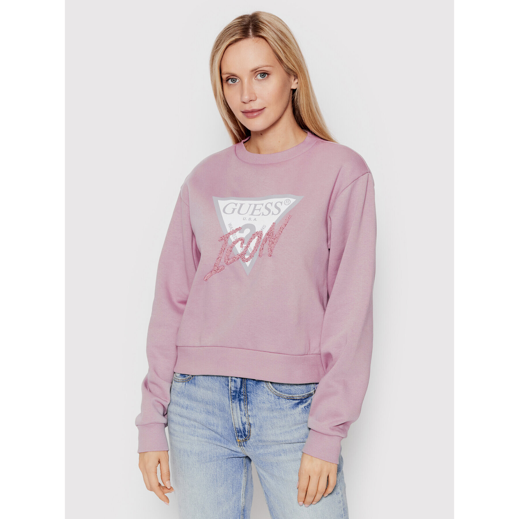 Guess Суитшърт Icon W2YQ01 KB681 Виолетов Regular Fit - Pepit.bg