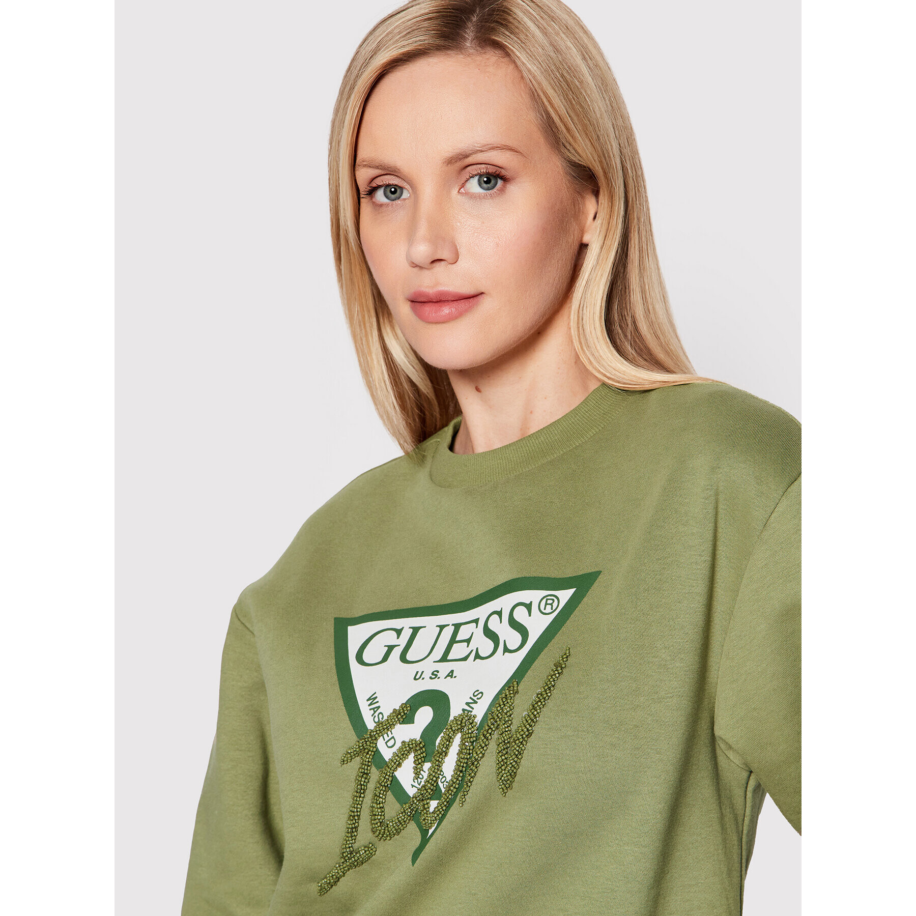 Guess Суитшърт Icon W2YQ01 KB681 Зелен Regular Fit - Pepit.bg