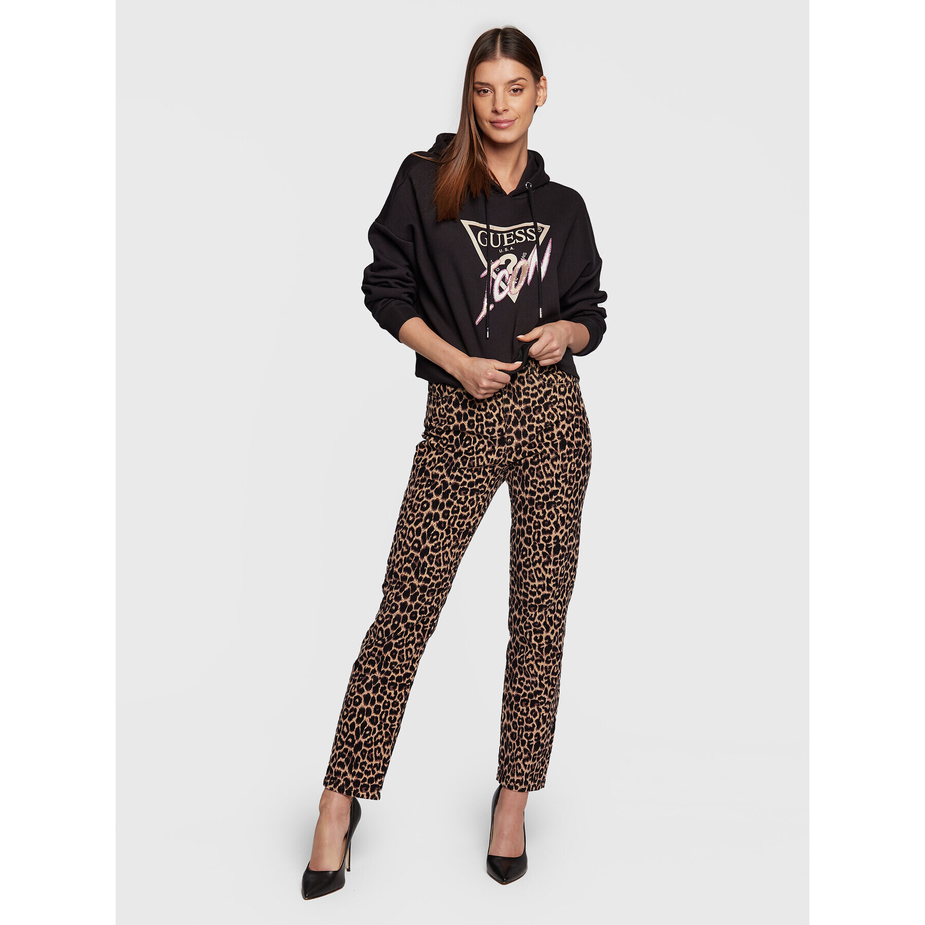 Guess Суитшърт Icon W3RQ03 KB683 Черен Regular Fit - Pepit.bg