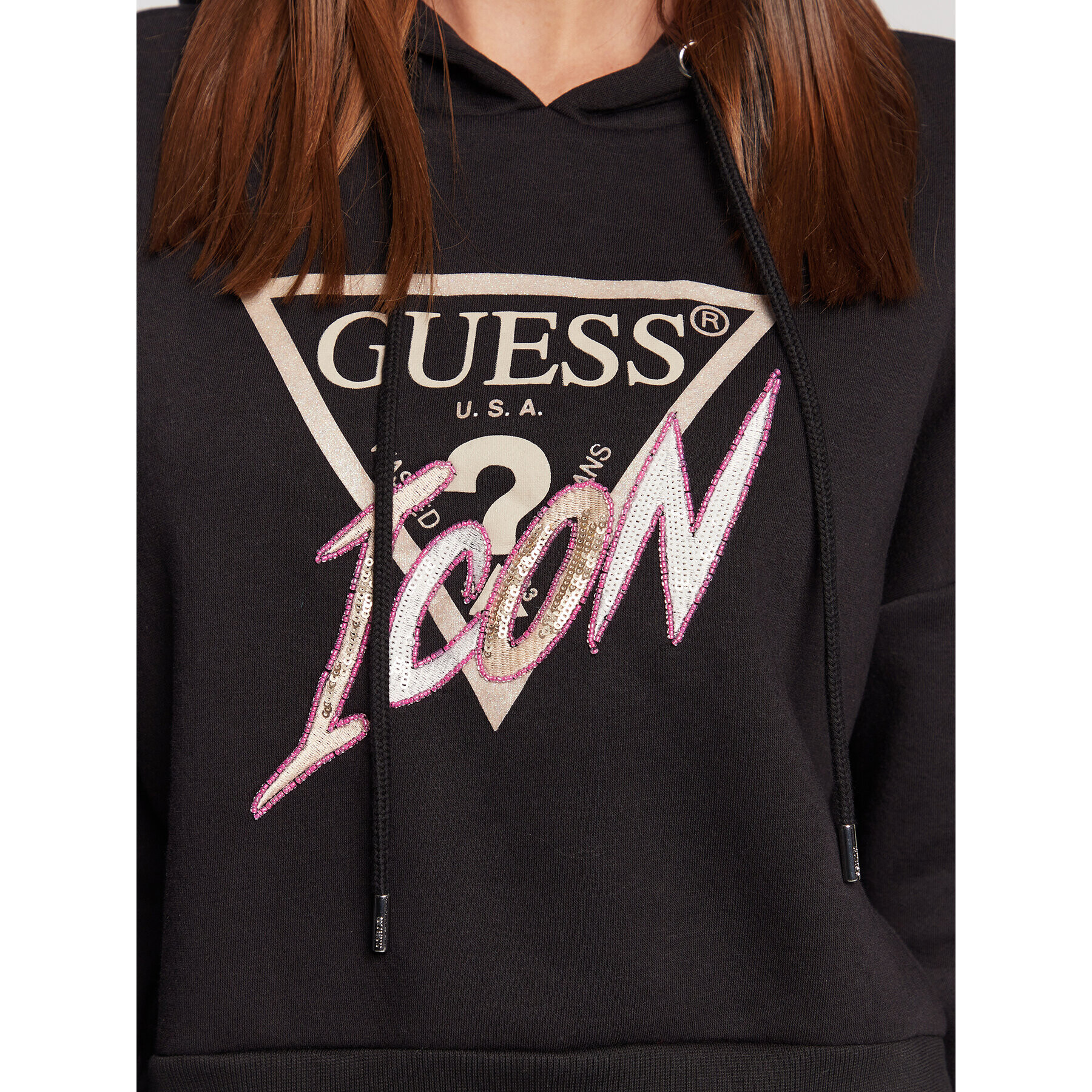 Guess Суитшърт Icon W3RQ03 KB683 Черен Regular Fit - Pepit.bg