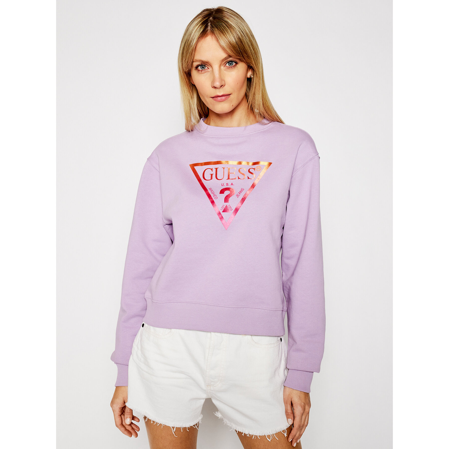 Guess Суитшърт Karida W1RQ00 K68I0 Виолетов Regular Fit - Pepit.bg