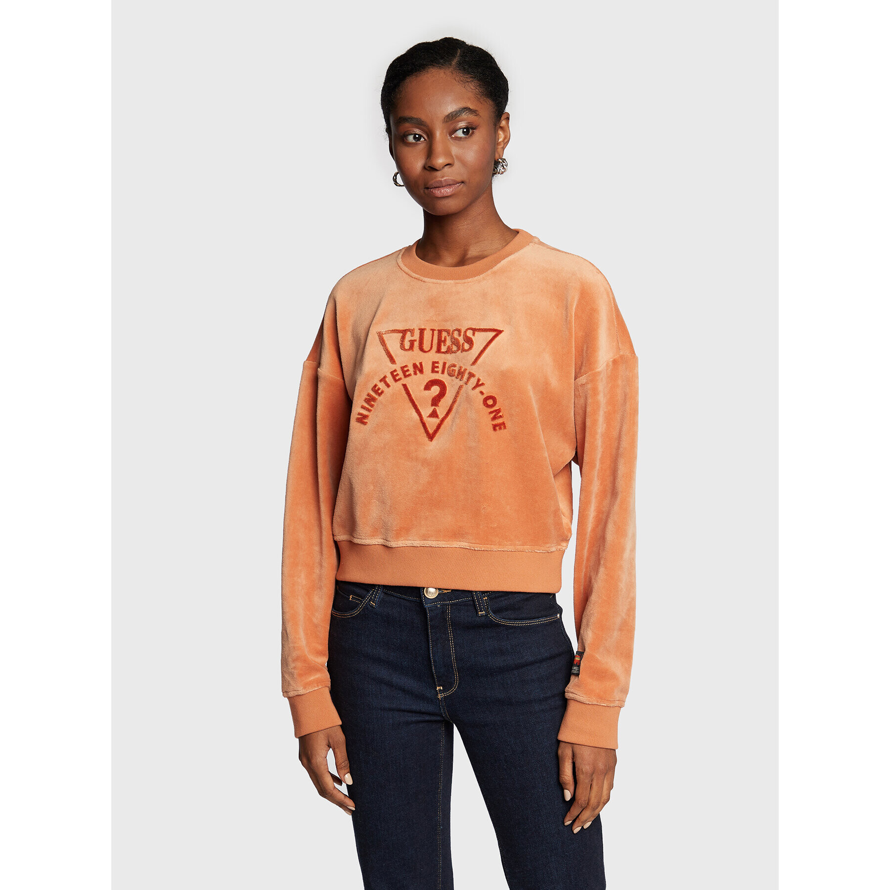 Guess Суитшърт Logo W2BQ21 KBBN0 Оранжев Regular Fit - Pepit.bg