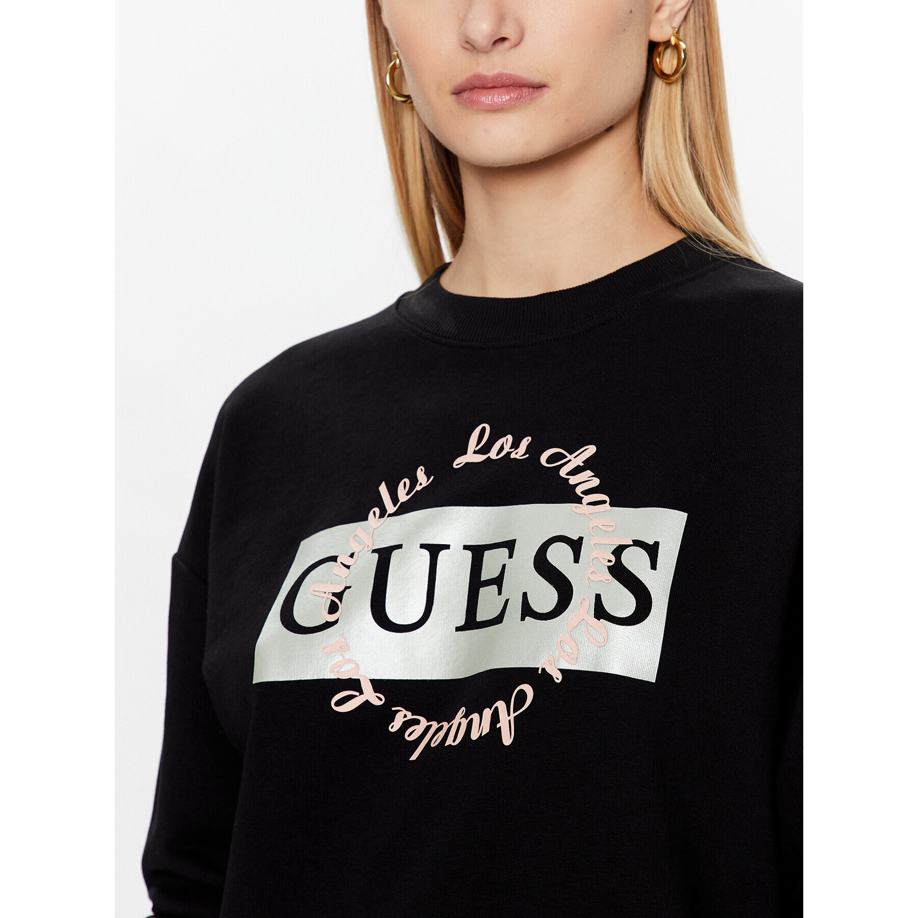 Guess Суитшърт Logo W3GQ07 KBK32 Черен Relaxed Fit - Pepit.bg