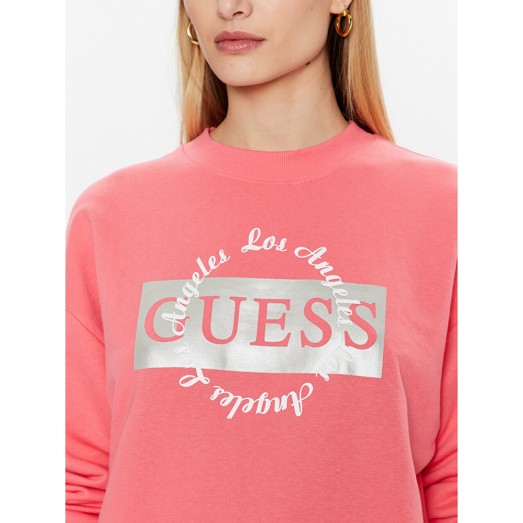 Guess Суитшърт Logo W3GQ07 KBK32 Розов Relaxed Fit - Pepit.bg