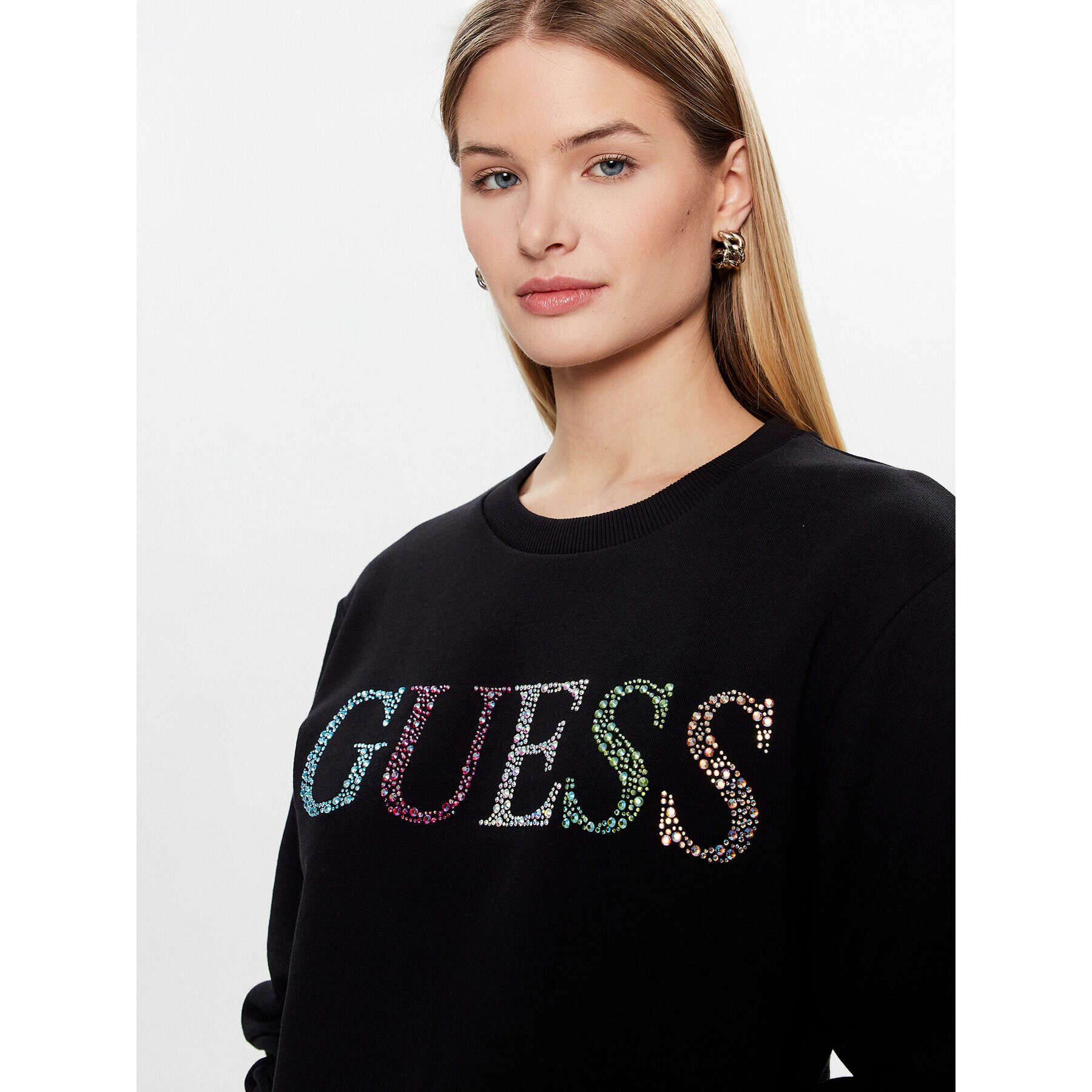 Guess Суитшърт Logo W3GQ09 KBK32 Черен Relaxed Fit - Pepit.bg