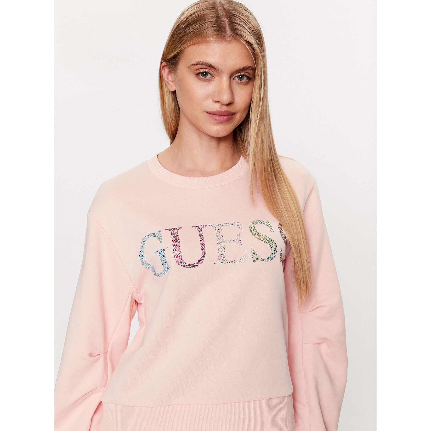 Guess Суитшърт Logo W3GQ09 KBK32 Розов Relaxed Fit - Pepit.bg