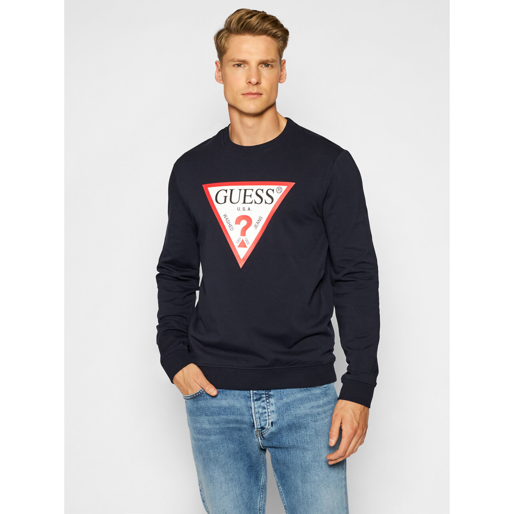 Guess Суитшърт M1RQ37 K6ZS1 Тъмносин Slim Fit - Pepit.bg