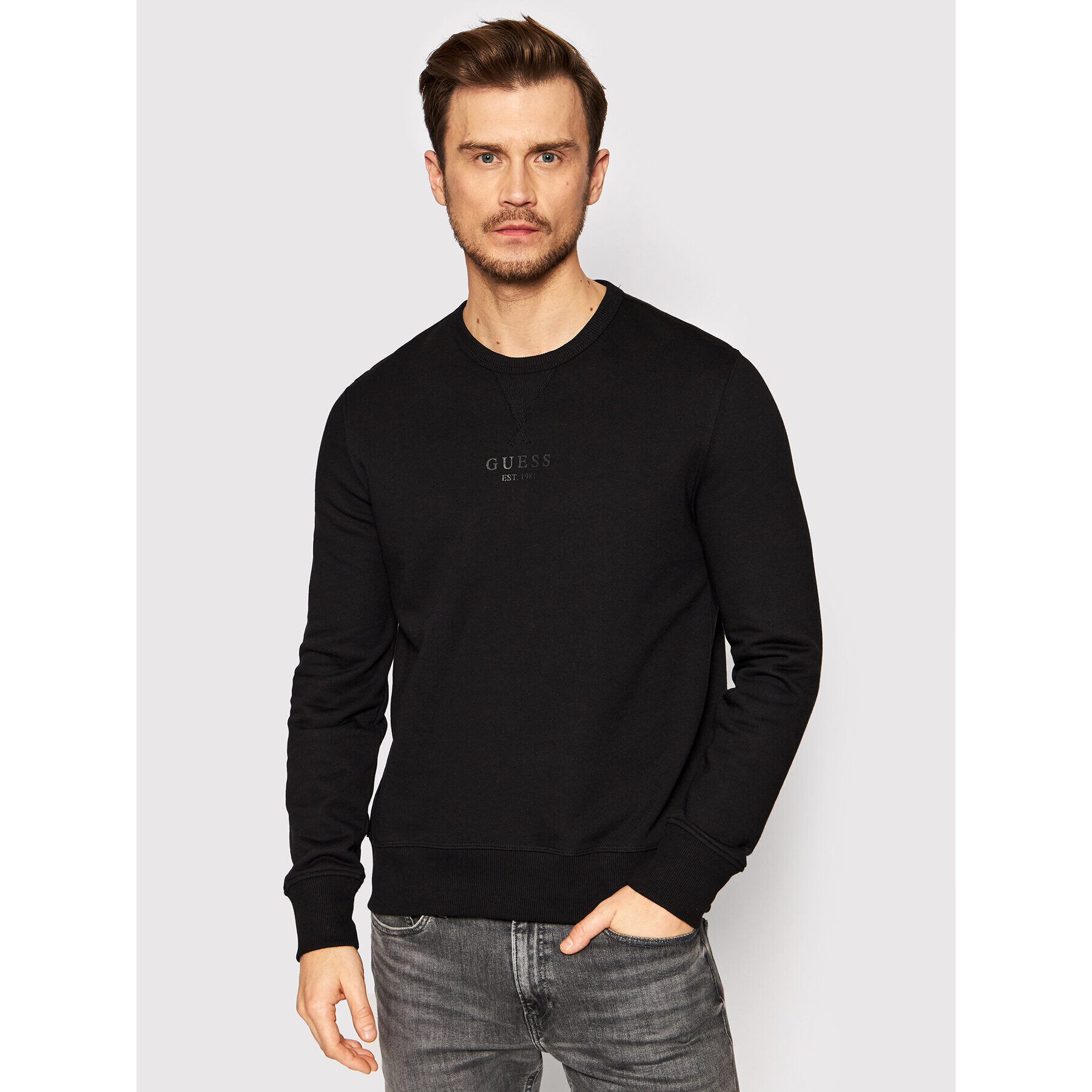 Guess Суитшърт M2GQ11 KB4N1 Черен Slim Fit - Pepit.bg