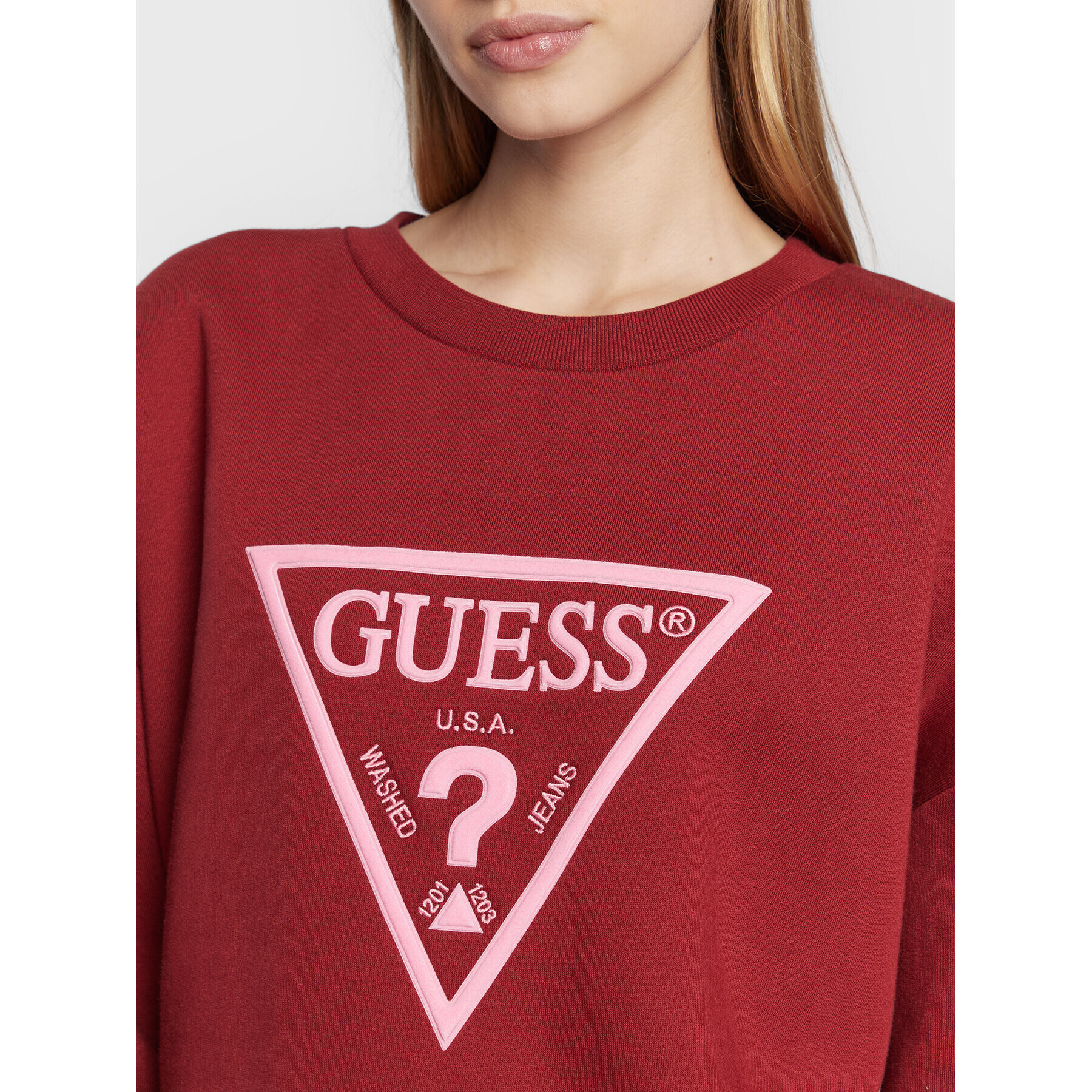 Guess Суитшърт Roxi W2BQ07 K9Z21 Бордо Relaxed Fit - Pepit.bg