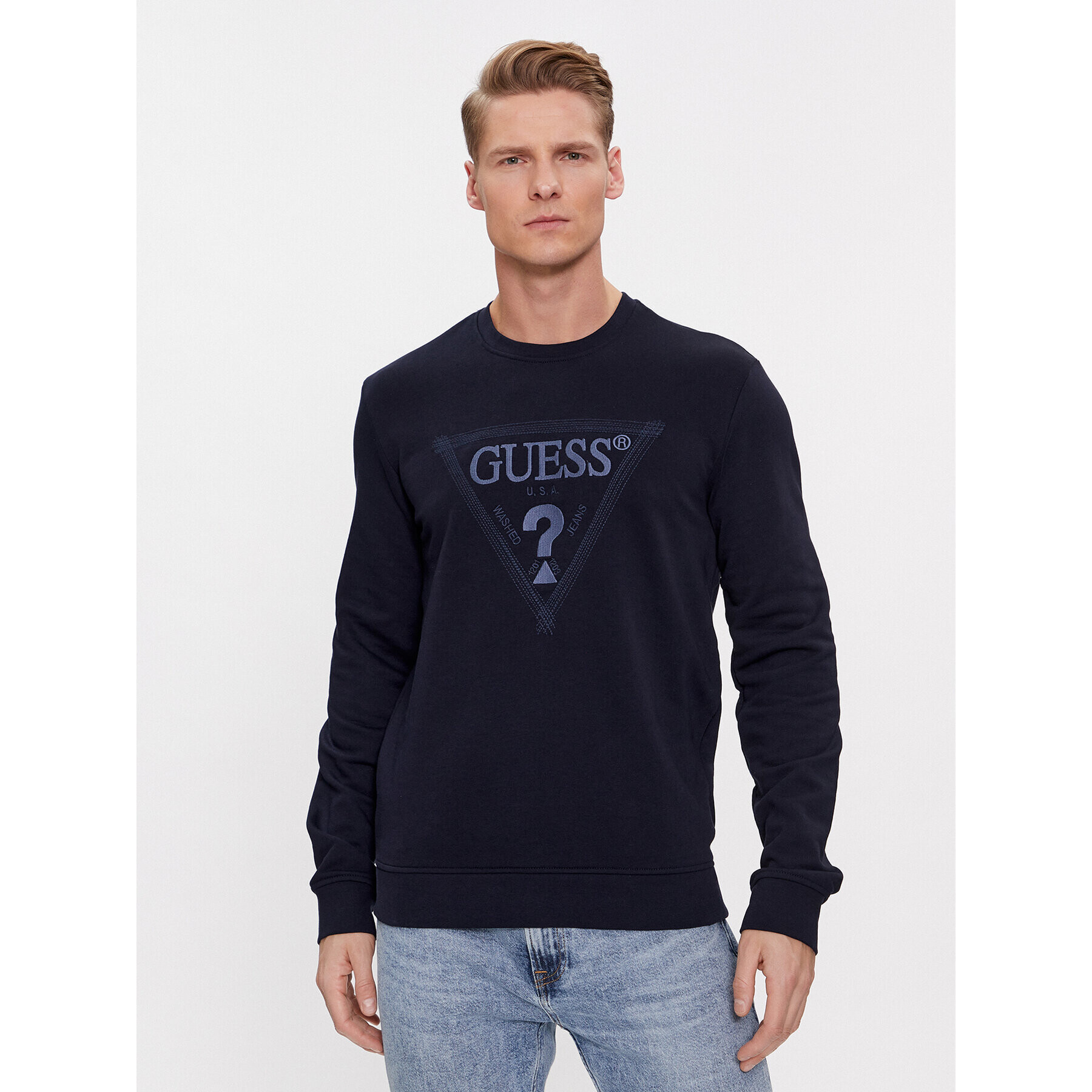 Guess Суитшърт Stitched M4RQ15 KBK32 Тъмносин Regular Fit - Pepit.bg