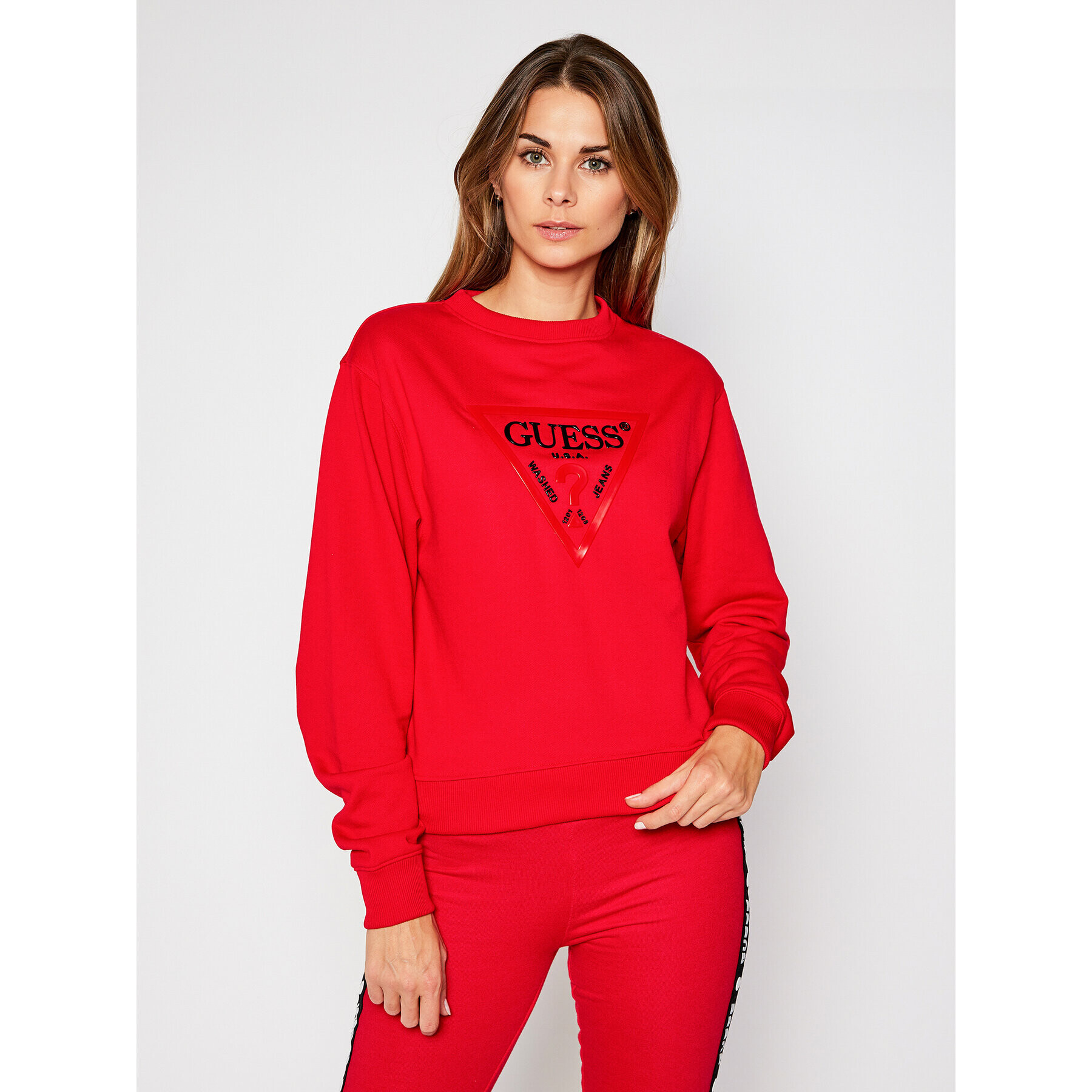 Guess Суитшърт Vinyl Triangle Fleece W0BQ05 K8800 Червен Relaxed Fit - Pepit.bg