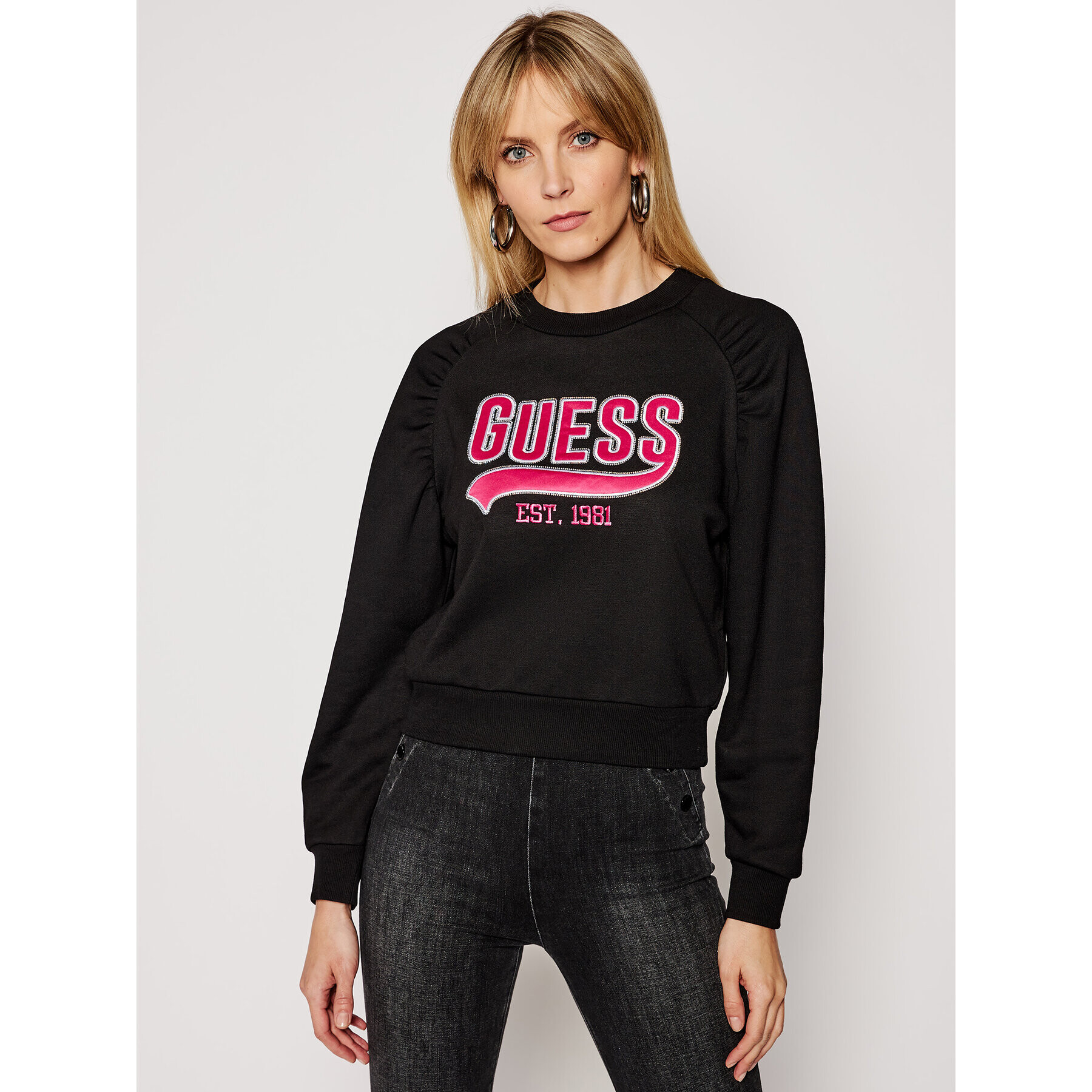 Guess Суитшърт W1GQ36 K68I0 Черен Regular Fit - Pepit.bg