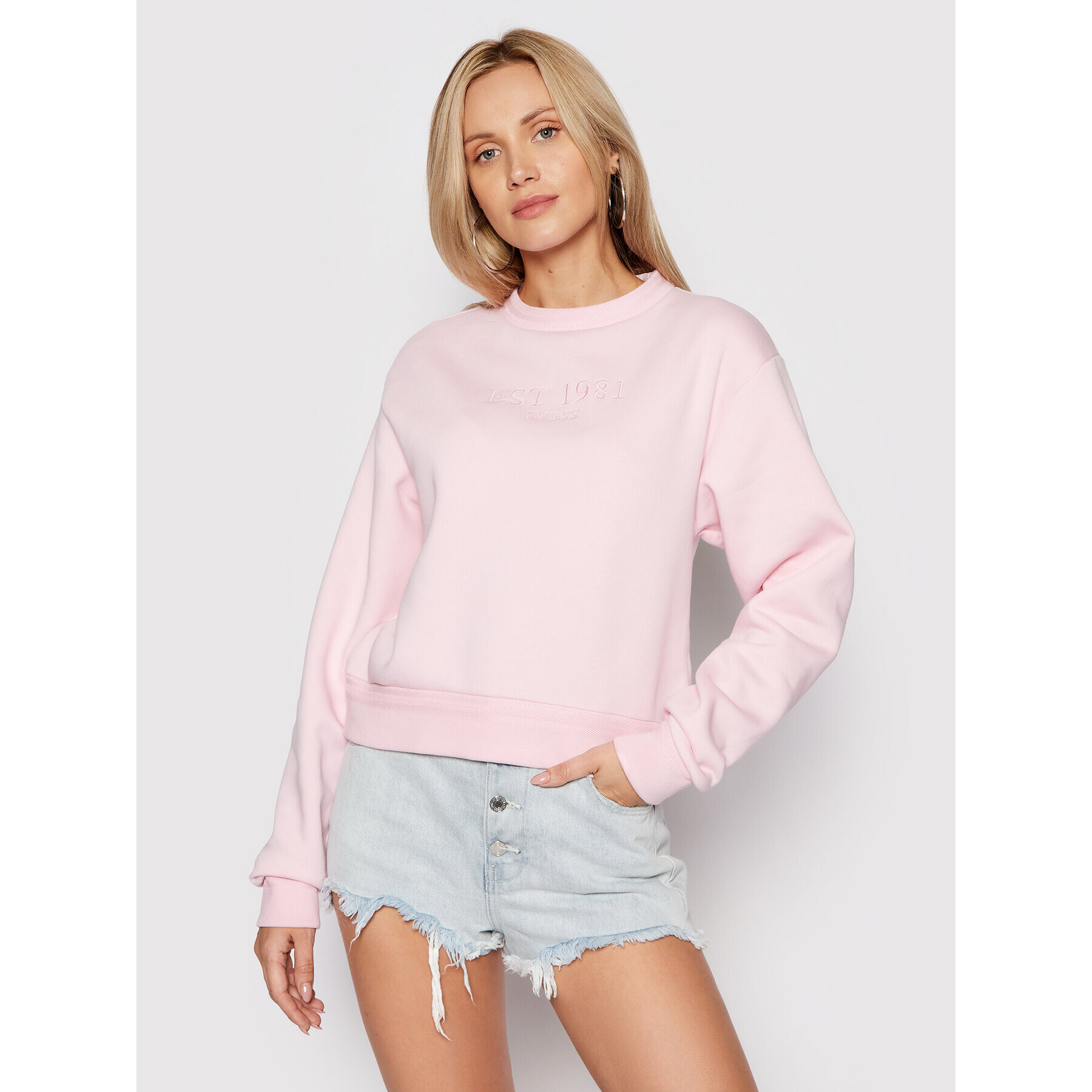 Guess Суитшърт W1YQ33 K9Z21 Розов Regular Fit - Pepit.bg