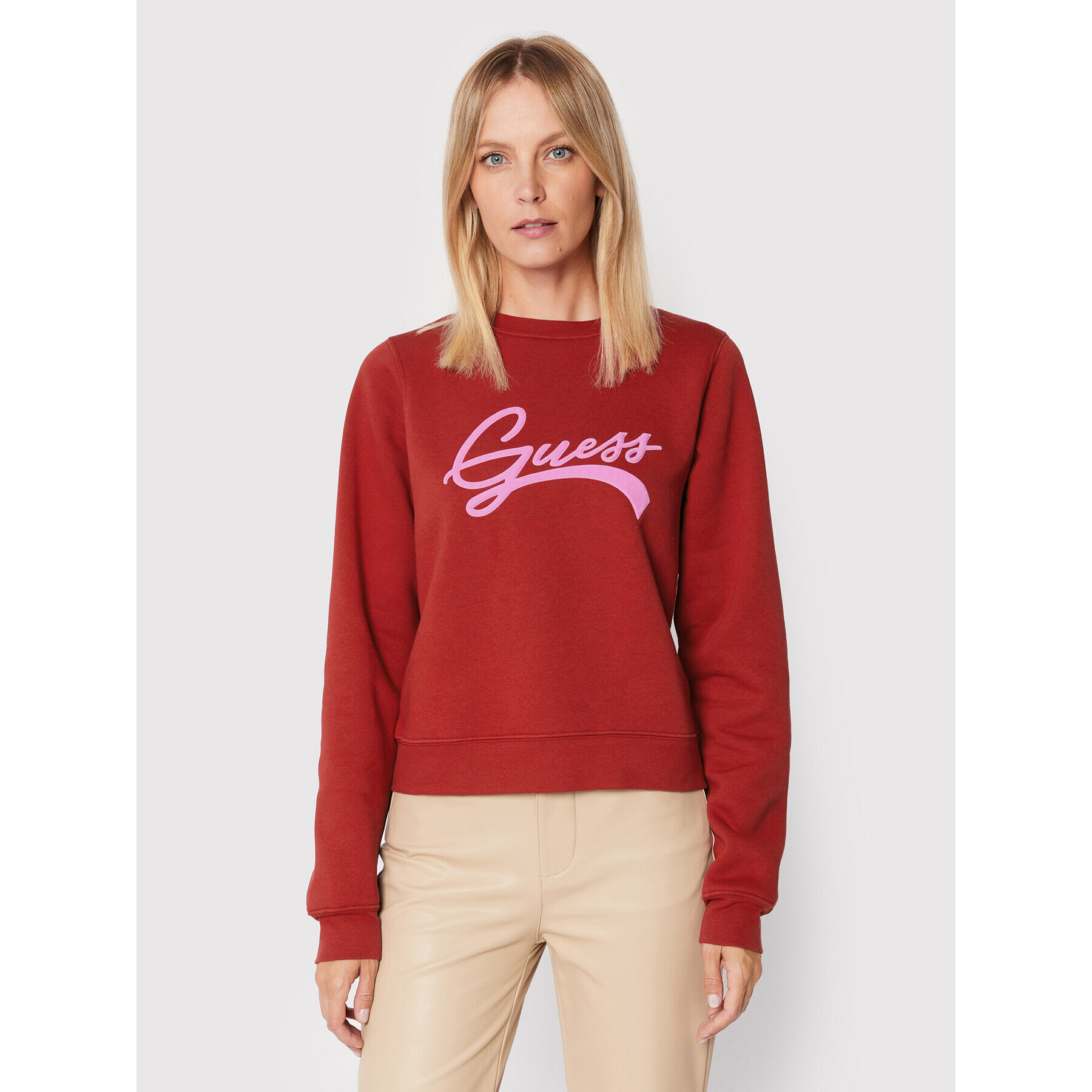 Guess Суитшърт W2BQ09 K9Z21 Бордо Regular Fit - Pepit.bg