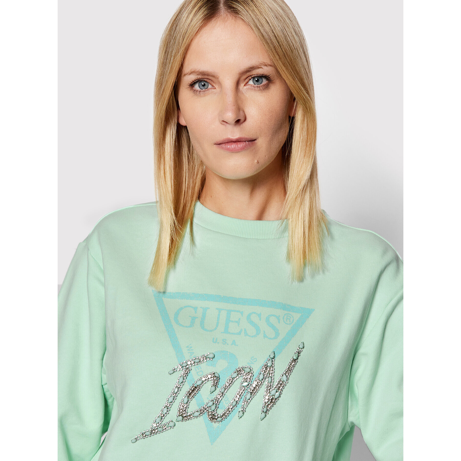 Guess Суитшърт W2GQ07 KB680 Зелен Regular Fit - Pepit.bg